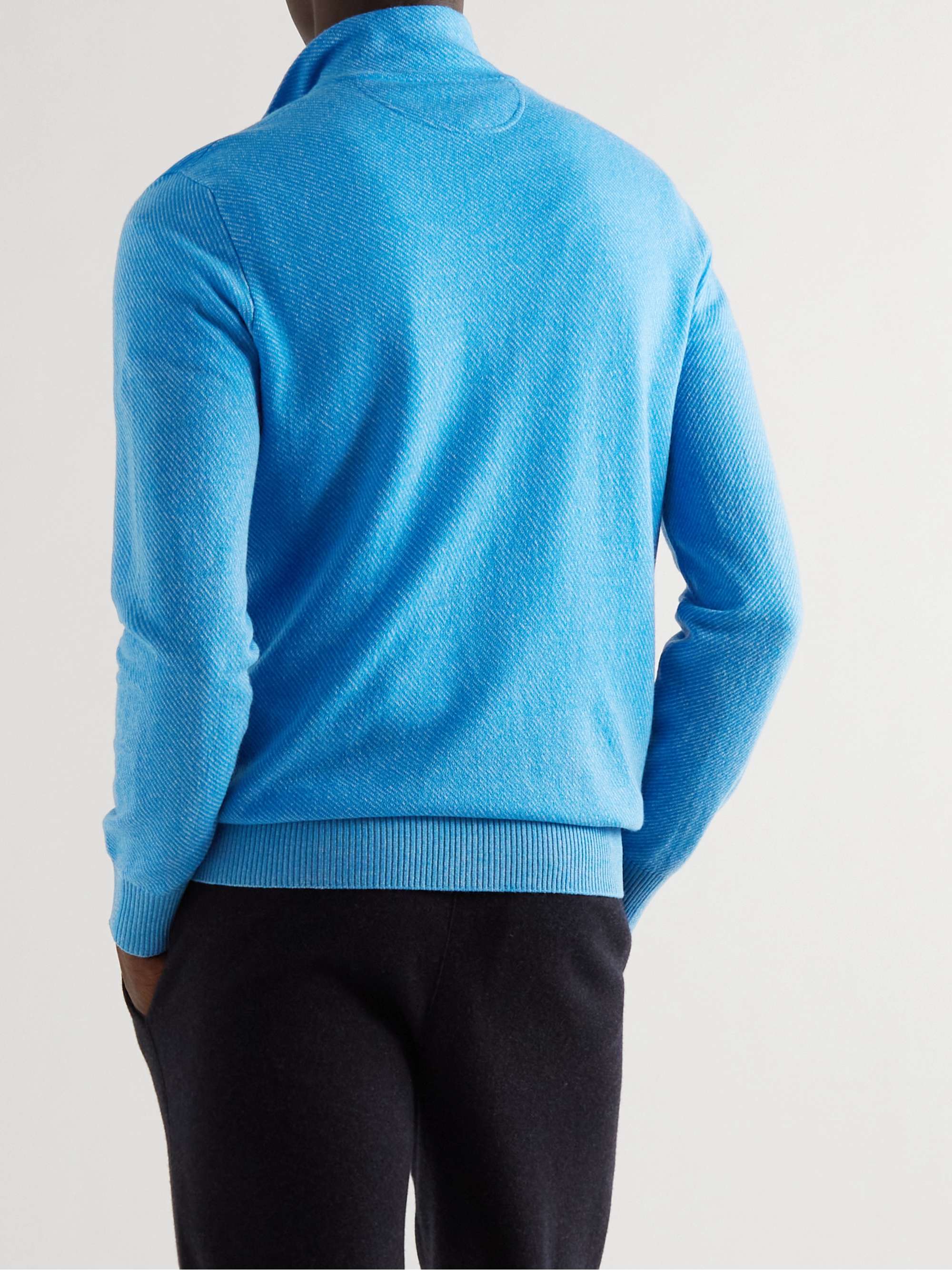 LORO PIANA Roadster Striped Cashmere Half-Zip Sweater