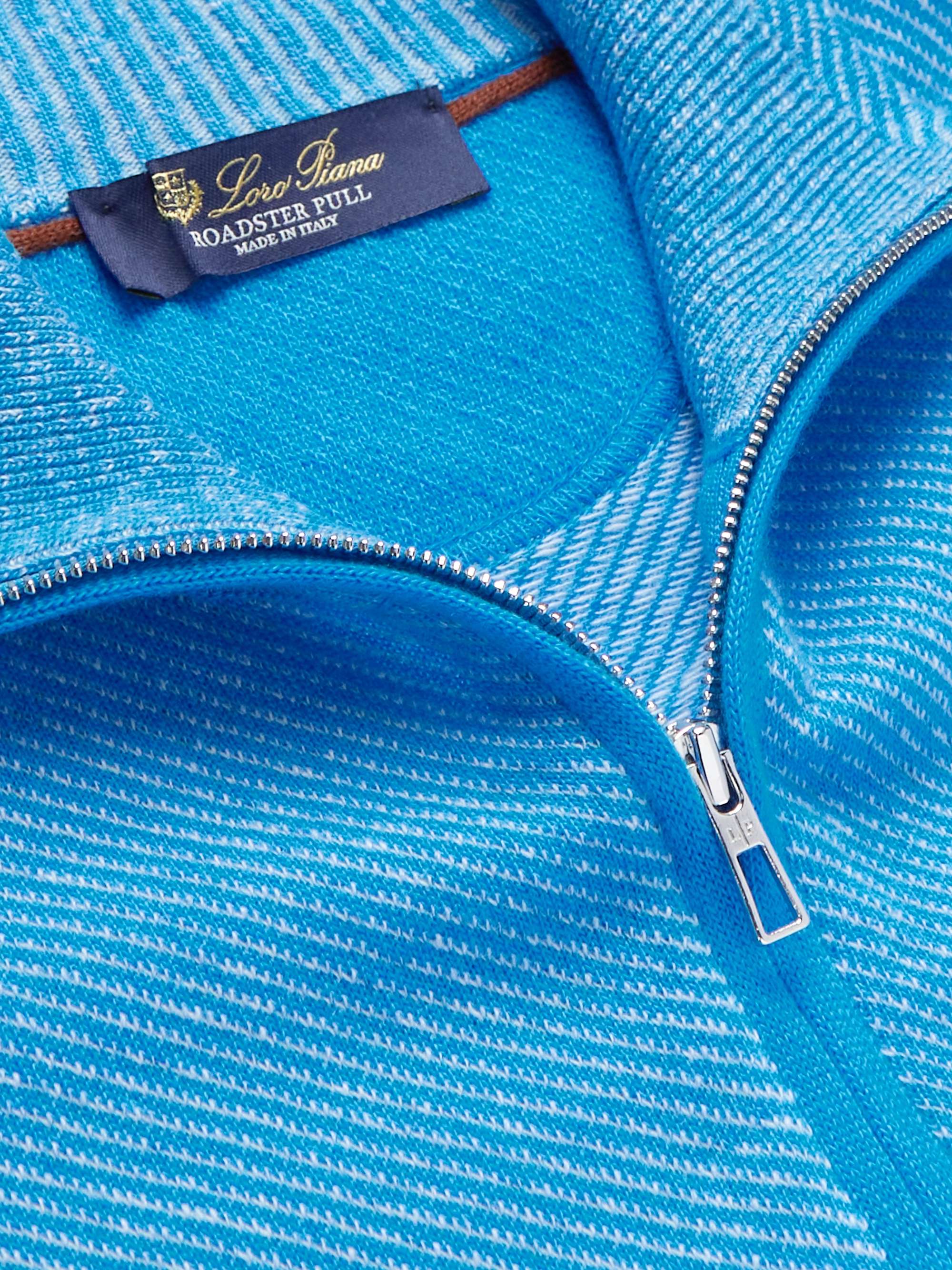 LORO PIANA Roadster Striped Cashmere Half-Zip Sweater