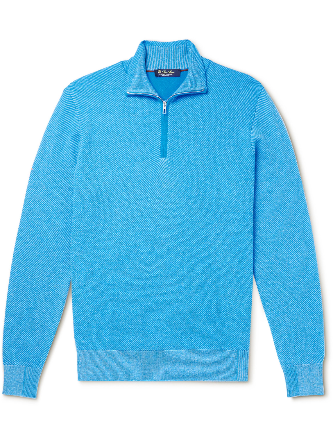 Loro Piana Striped Cashmere Half-zip Sweater In Blue