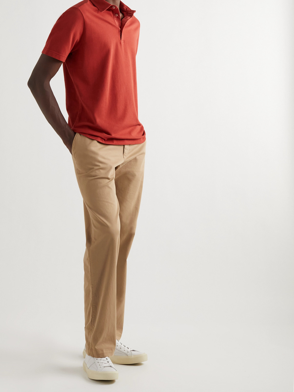 Loro Piana Cotton-piqué Polo Shirt In Red