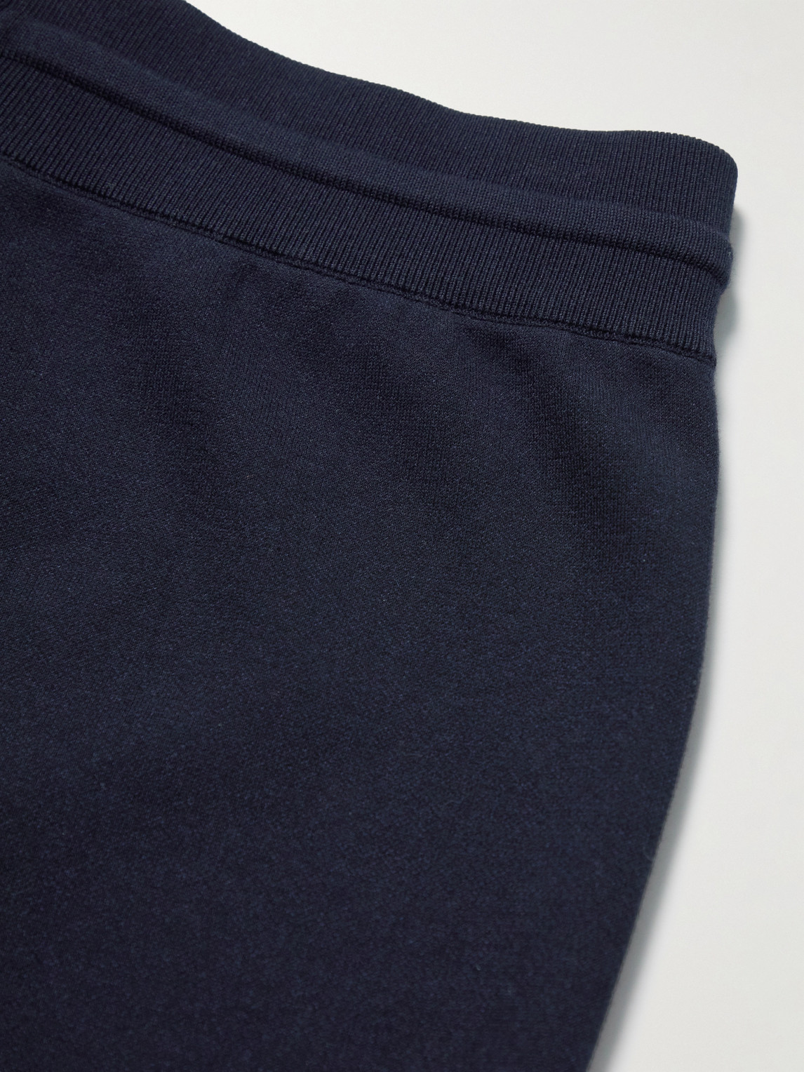 Shop Loro Piana Tapered Cotton-blend Jersey Sweatpants In Blue