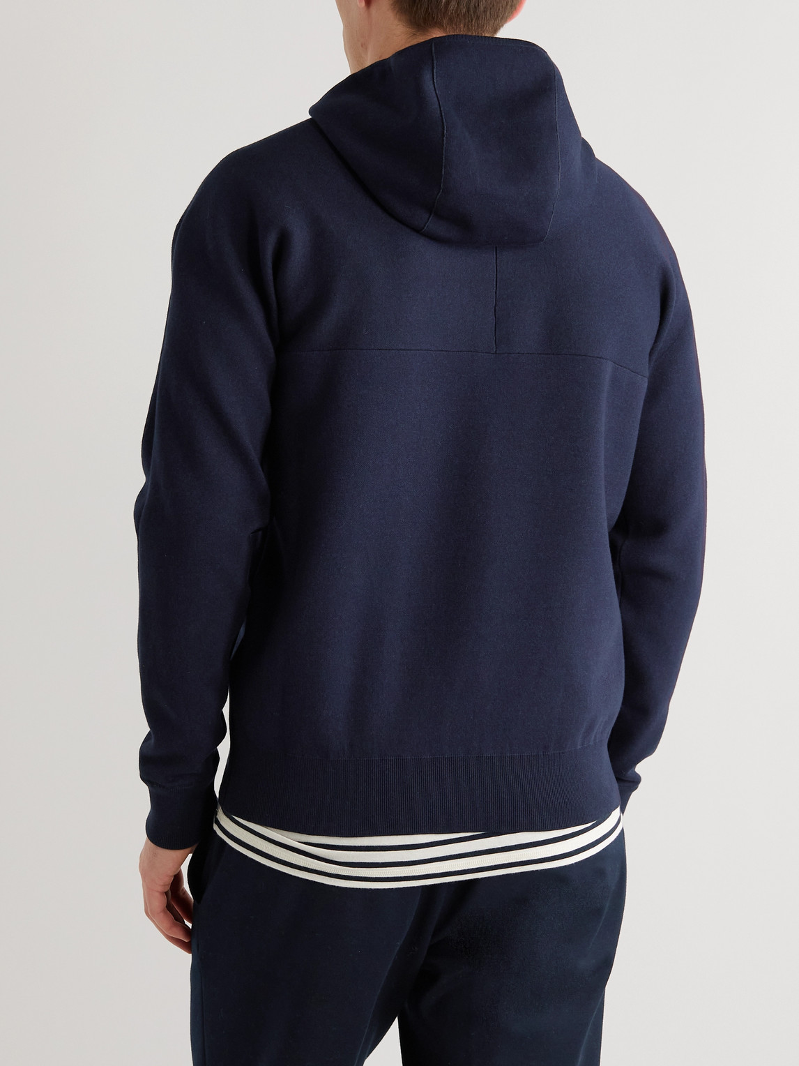 Shop Loro Piana Cotton-blend Jersey Hoodie In Blue