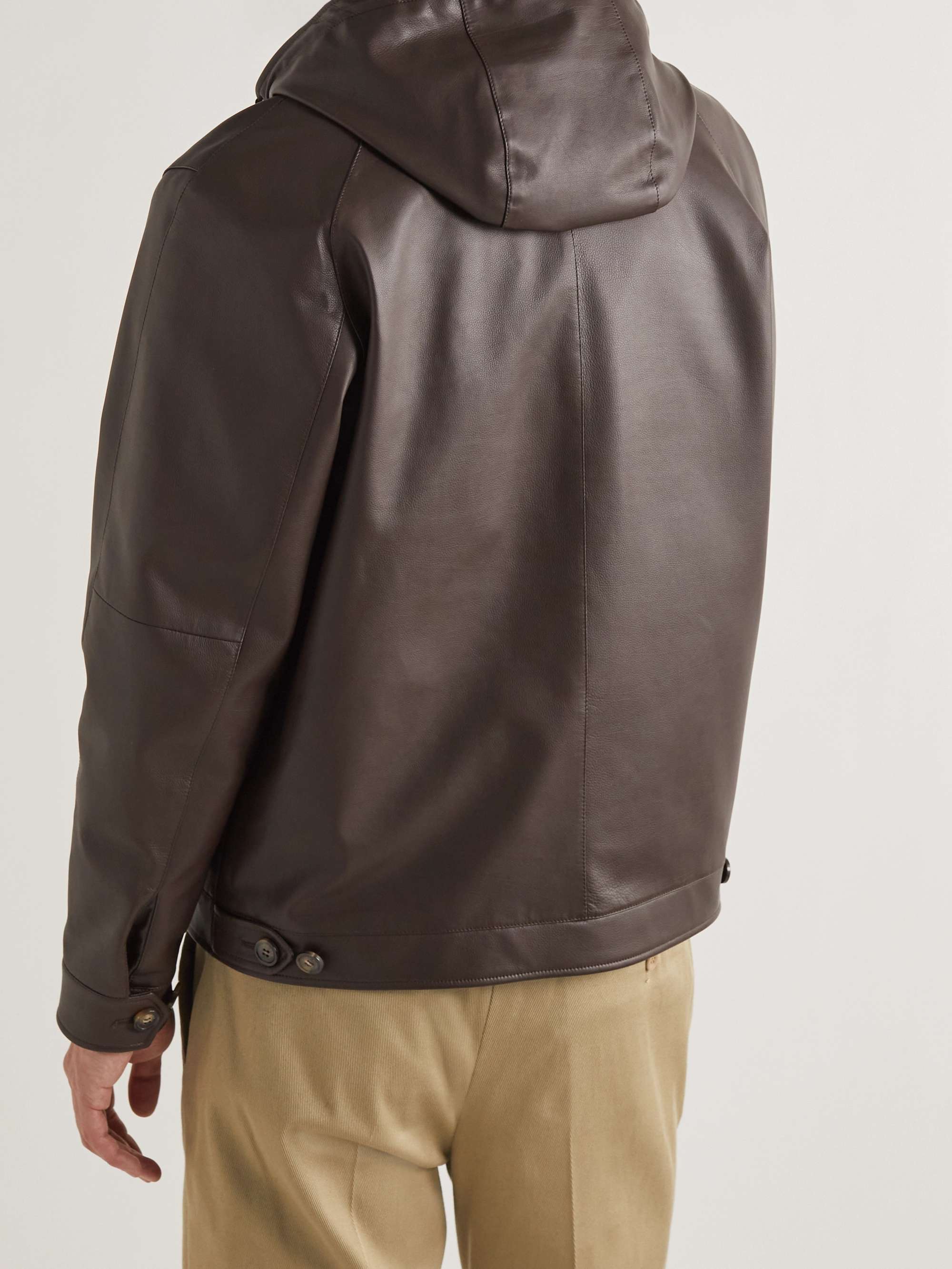 LORO PIANA Wilton Hooded Leather Jacket