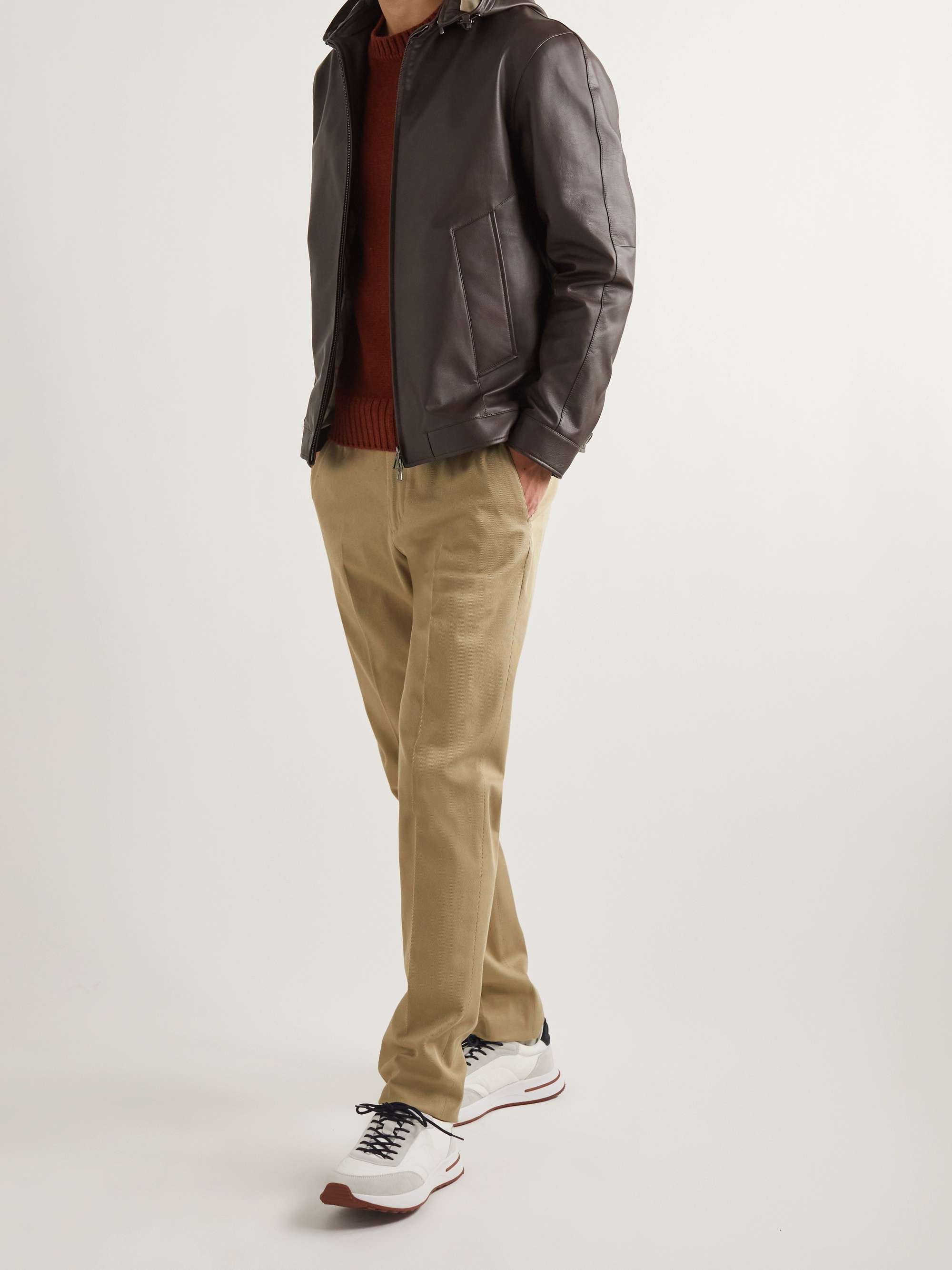 LORO PIANA Wilton Hooded Leather Jacket