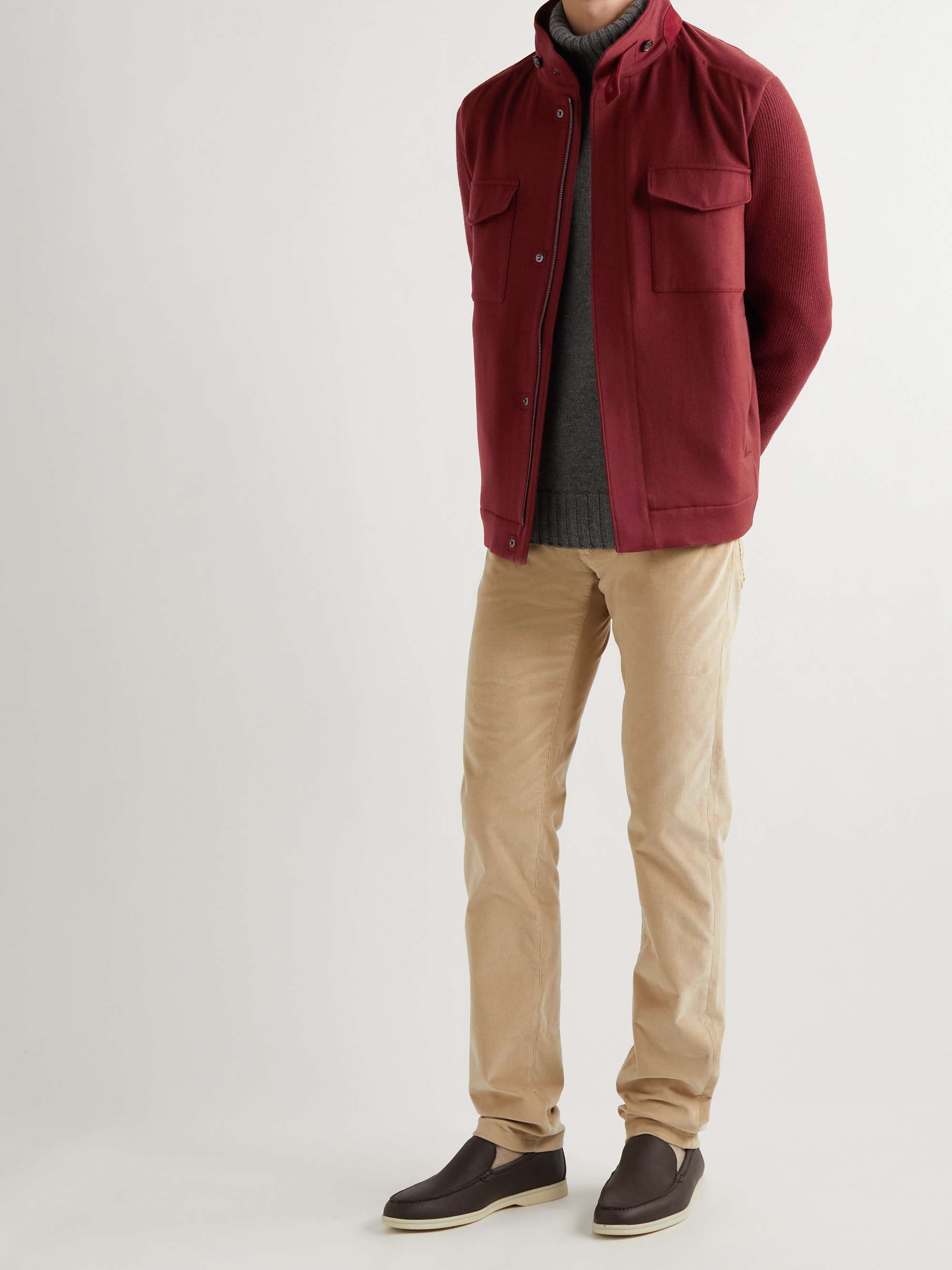 LORO PIANA Traveller Cashmere and Ribbed-Knit Jacket