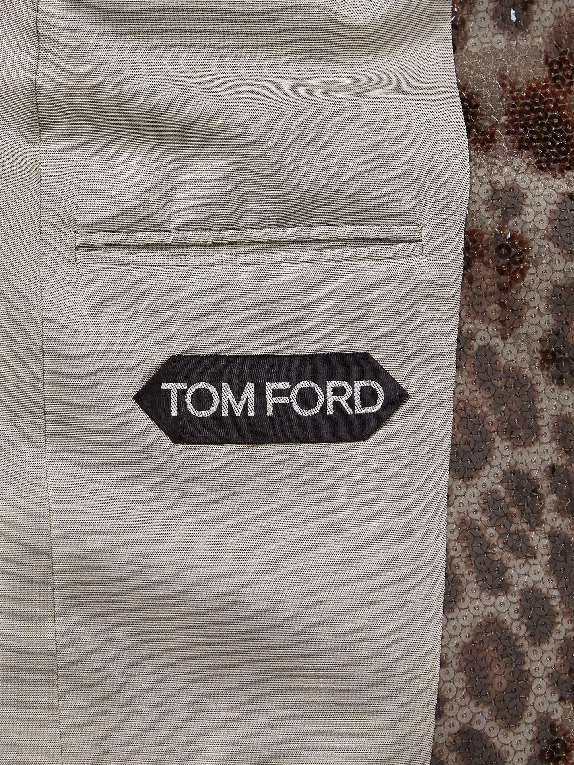 TOM FORD Slim-Fit Leopard-Print Sequinned Wool-Blend Tuxedo Jacket