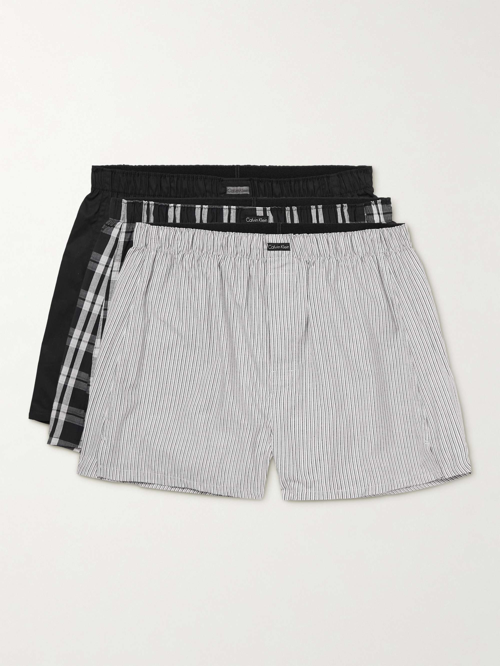 CALVIN KLEIN UNDERWEAR Three-Pack Cotton-Blend Boxer Shorts