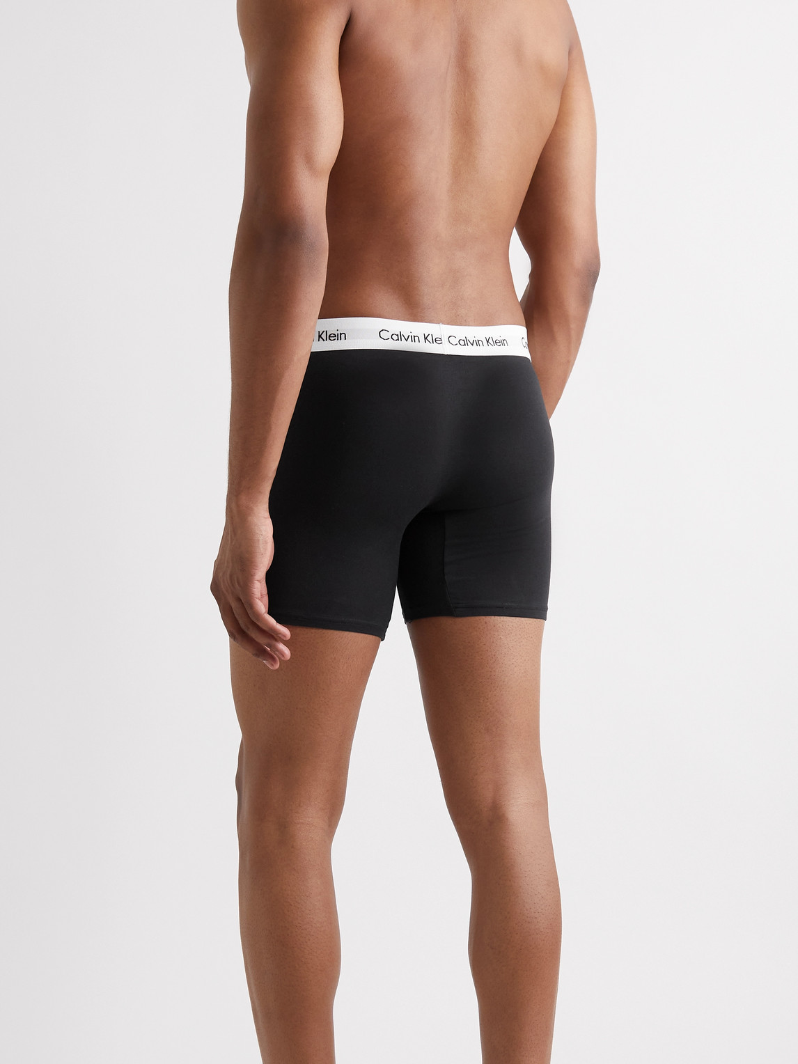 Shop Calvin Klein Underwear Three-pack Stretch-cotton Boxer Briefs In Black
