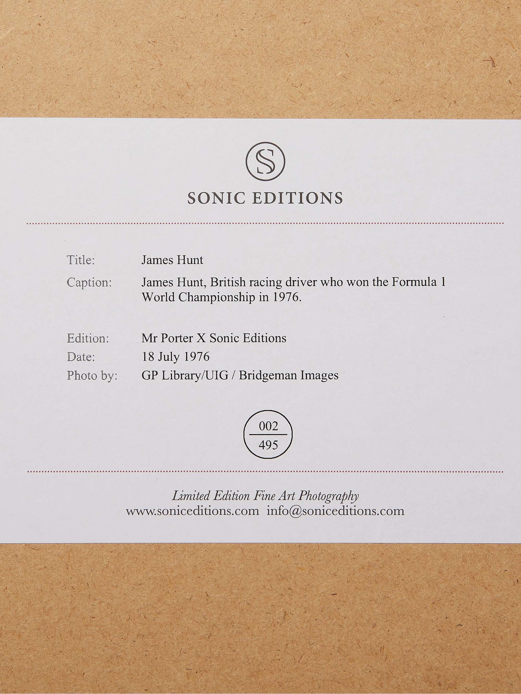 SONIC EDITIONS Framed 1976 James Hunt Print