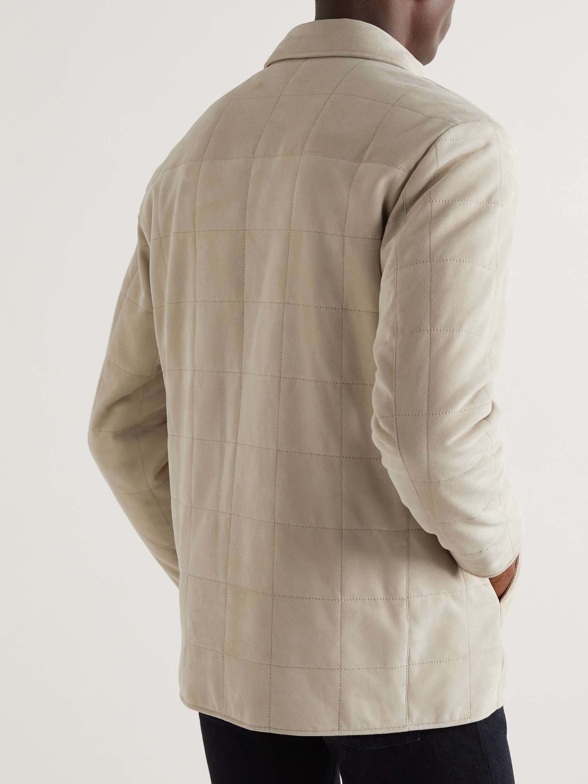 LORO PIANA Leiston Quilted Suede Jacket