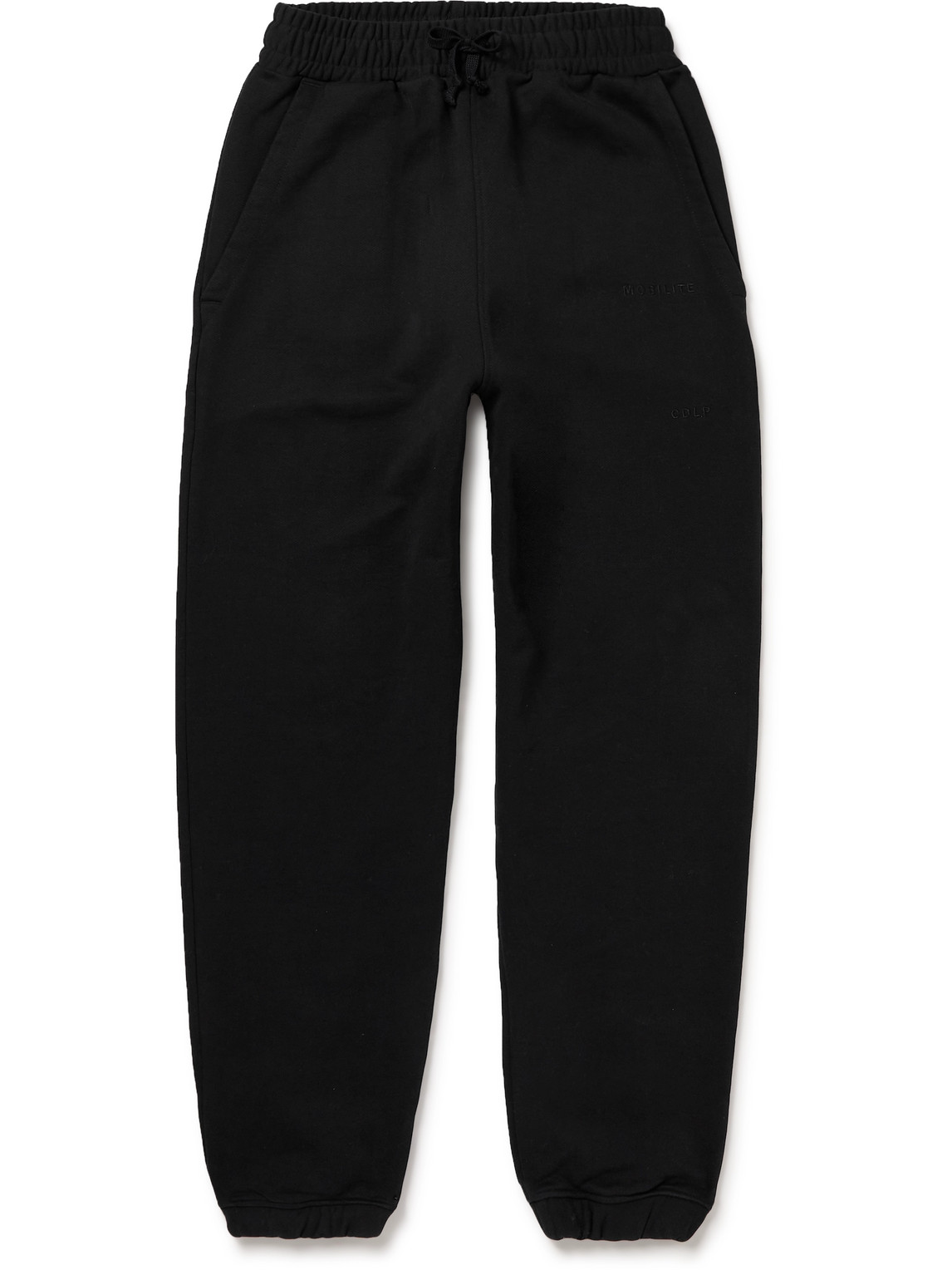 Cdlp Mobilité Tapered Logo-embroidered Cotton-jersey Sweatpants In Black