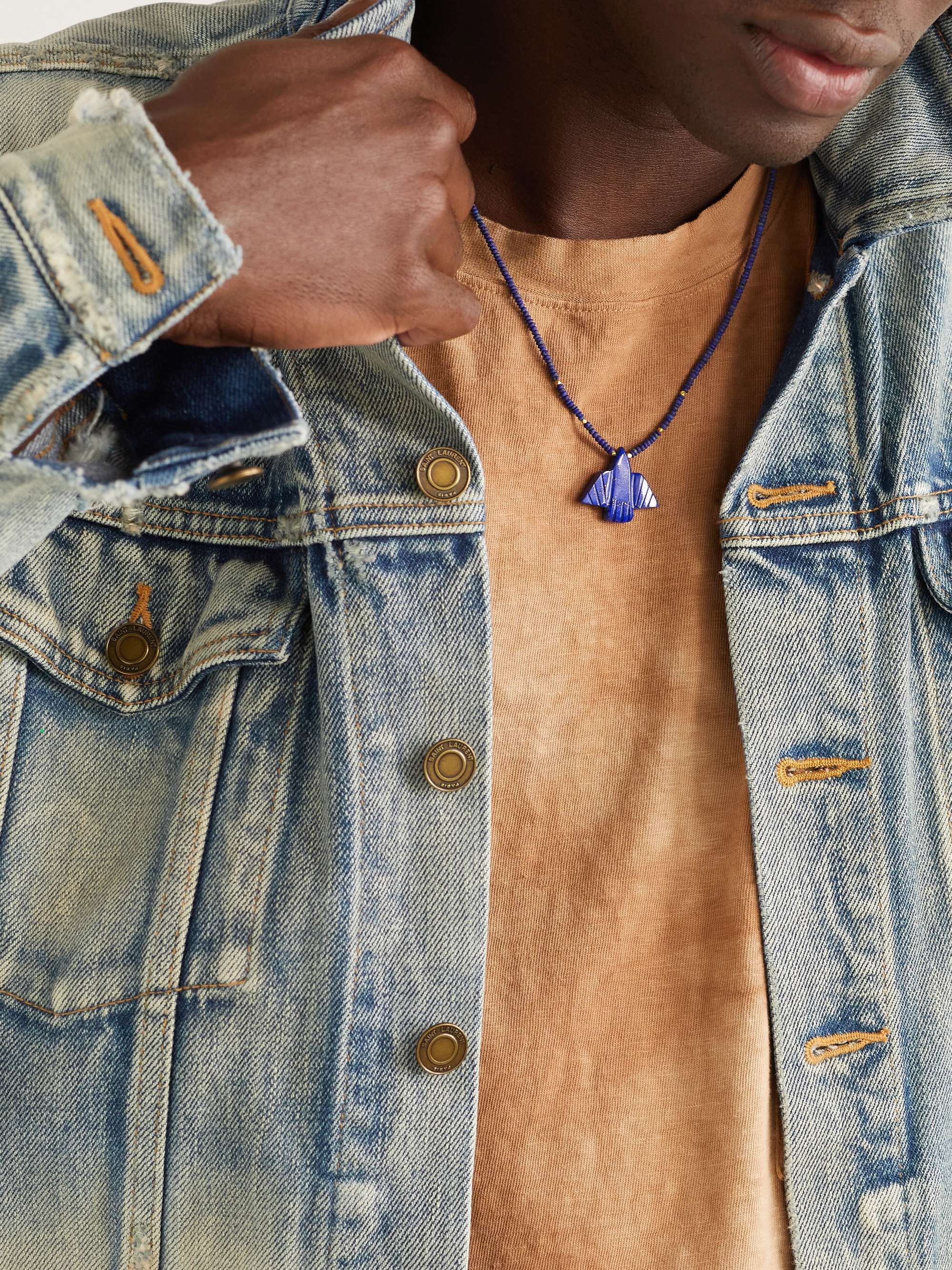 JACQUIE AICHE Thunderbird Gold Lapis Beaded Necklace