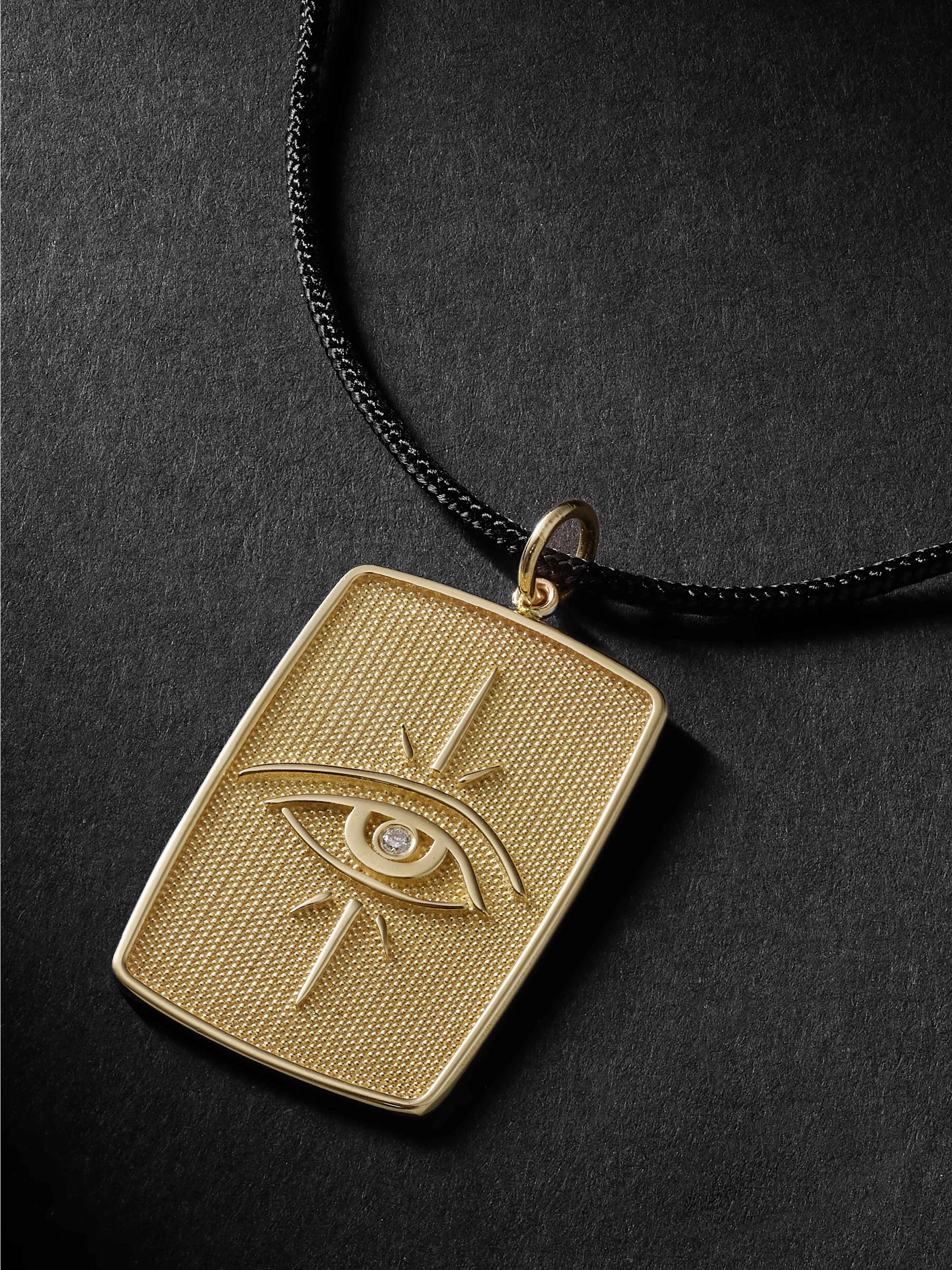 JACQUIE AICHE Gold, Diamond and Cord Pendant Necklace