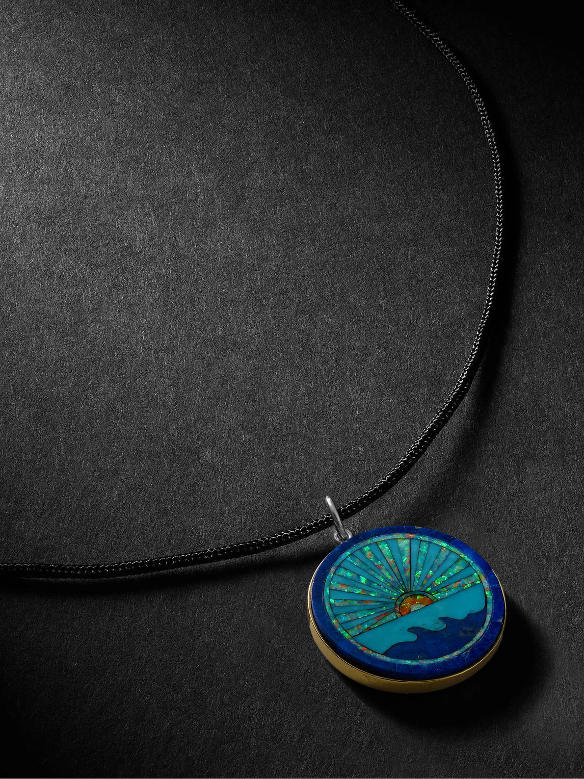 Jacquie Aiche Gold, Turquoise, Lapis And Cord Pendant Necklace In Blue