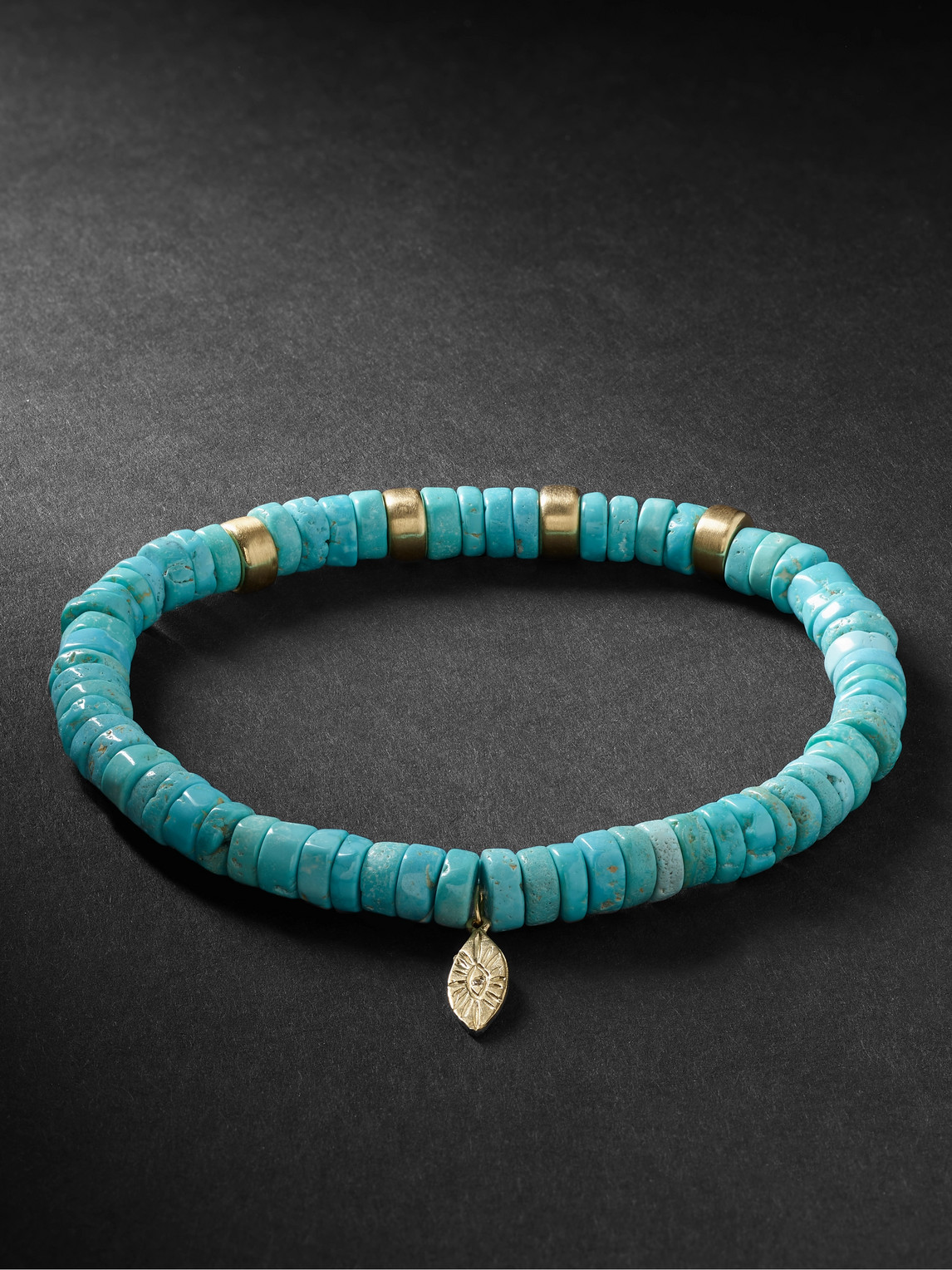 Shop Jacquie Aiche Gold, Turquoise And Diamond Bracelet In Blue