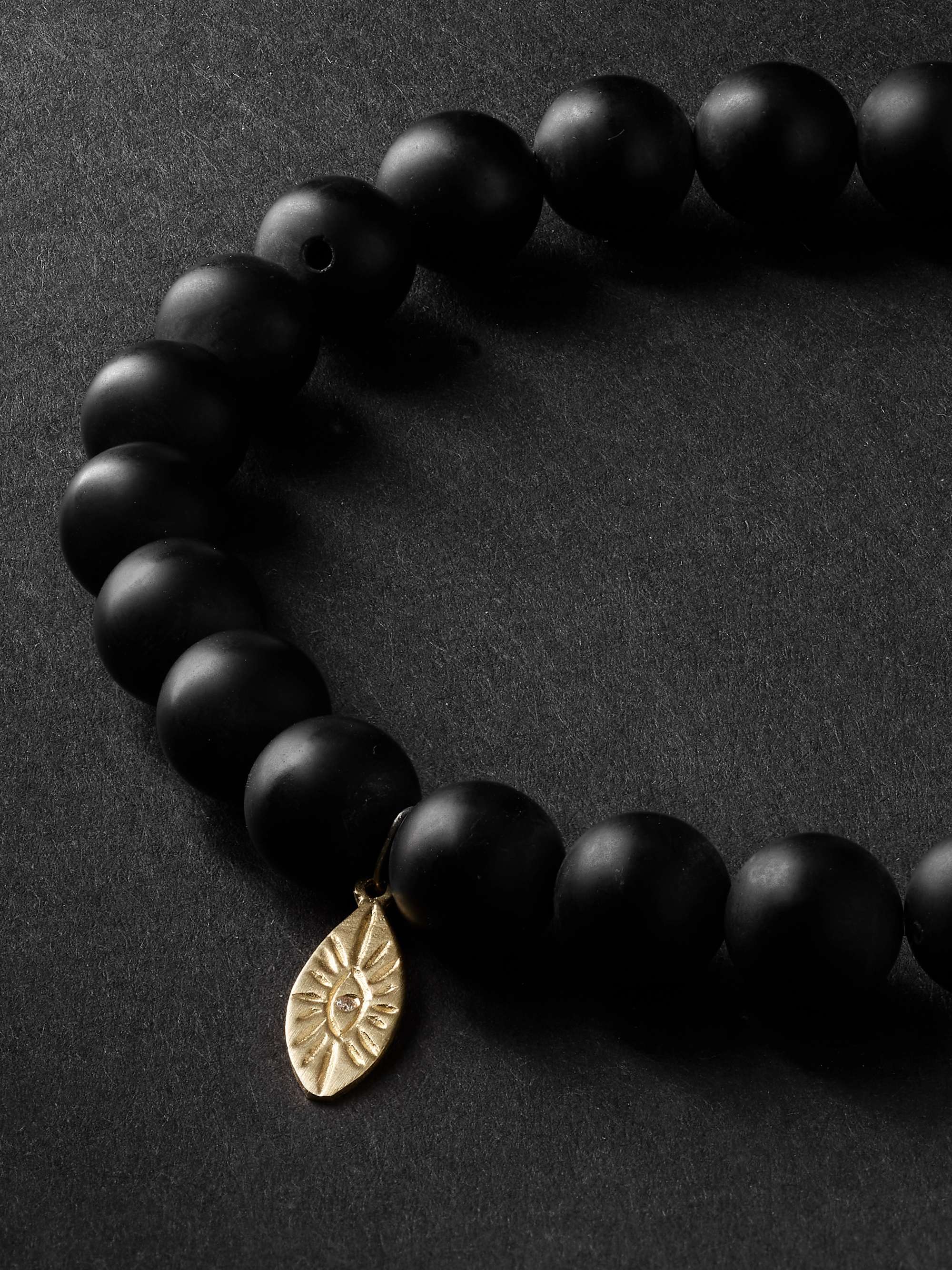 JACQUIE AICHE Gold, Onyx and Diamond Beaded Bracelet
