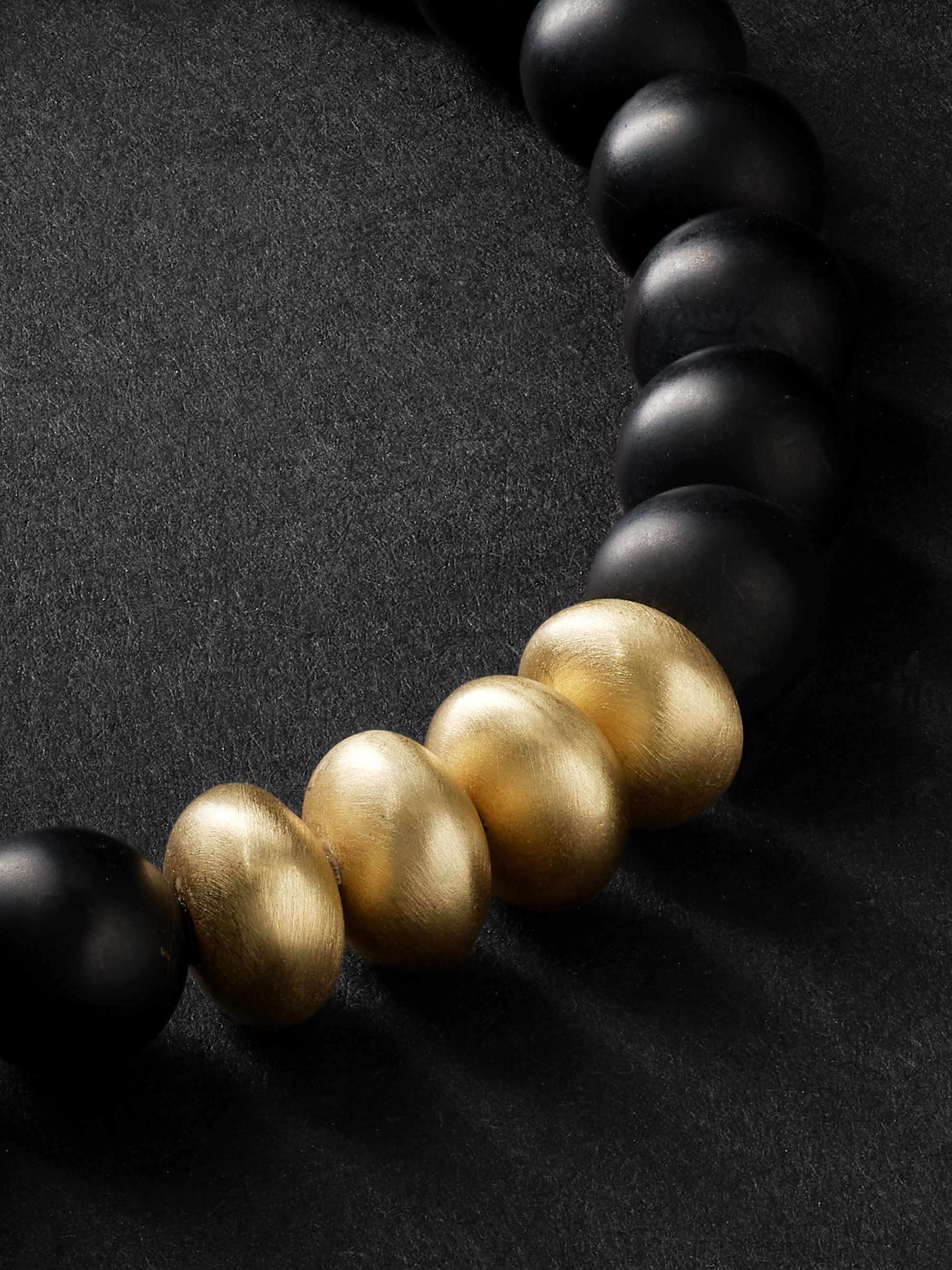 JACQUIE AICHE Gold, Onyx and Diamond Beaded Bracelet