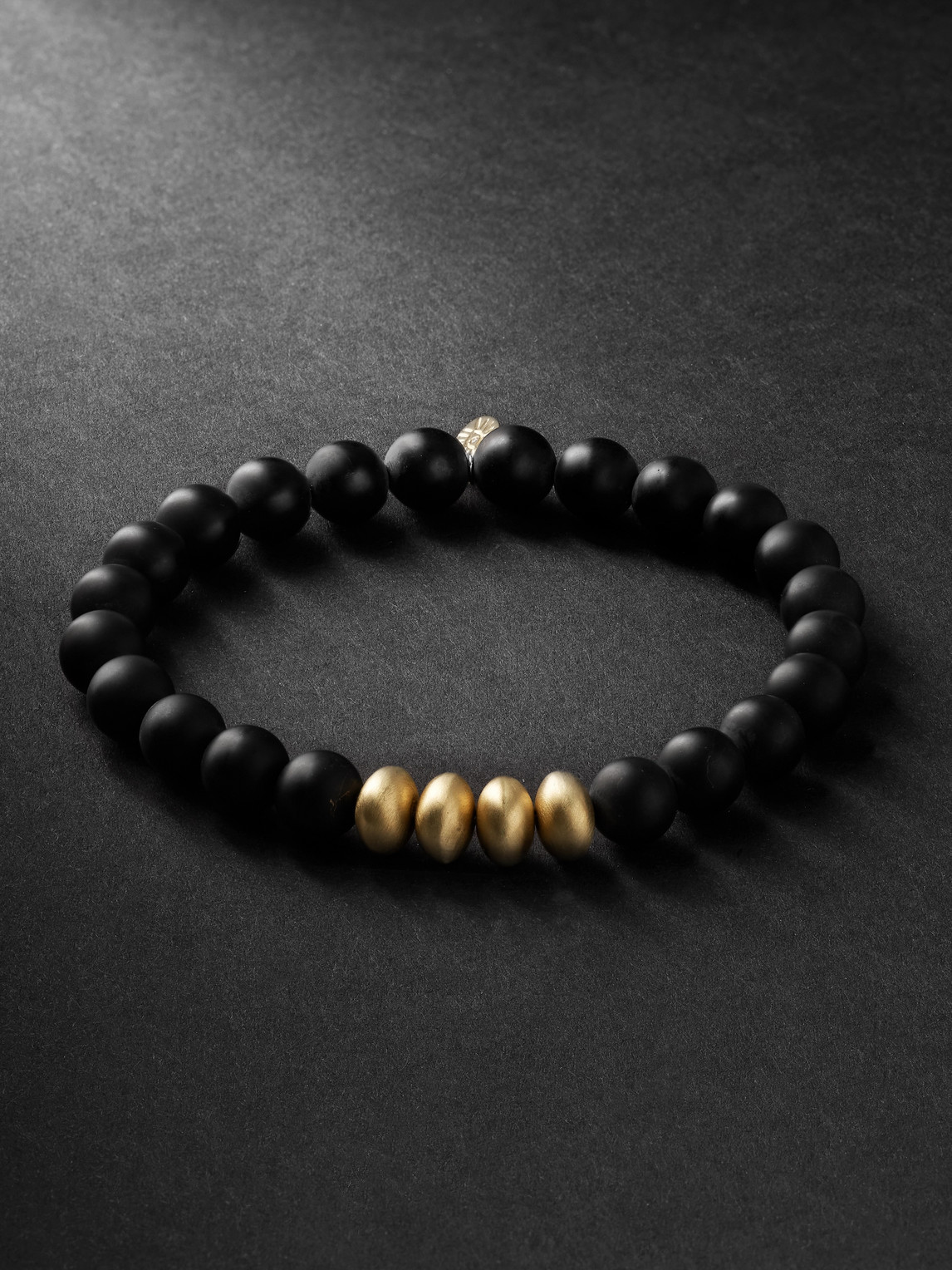 Jacquie Aiche Gold, Onyx And Diamond Beaded Bracelet In Black