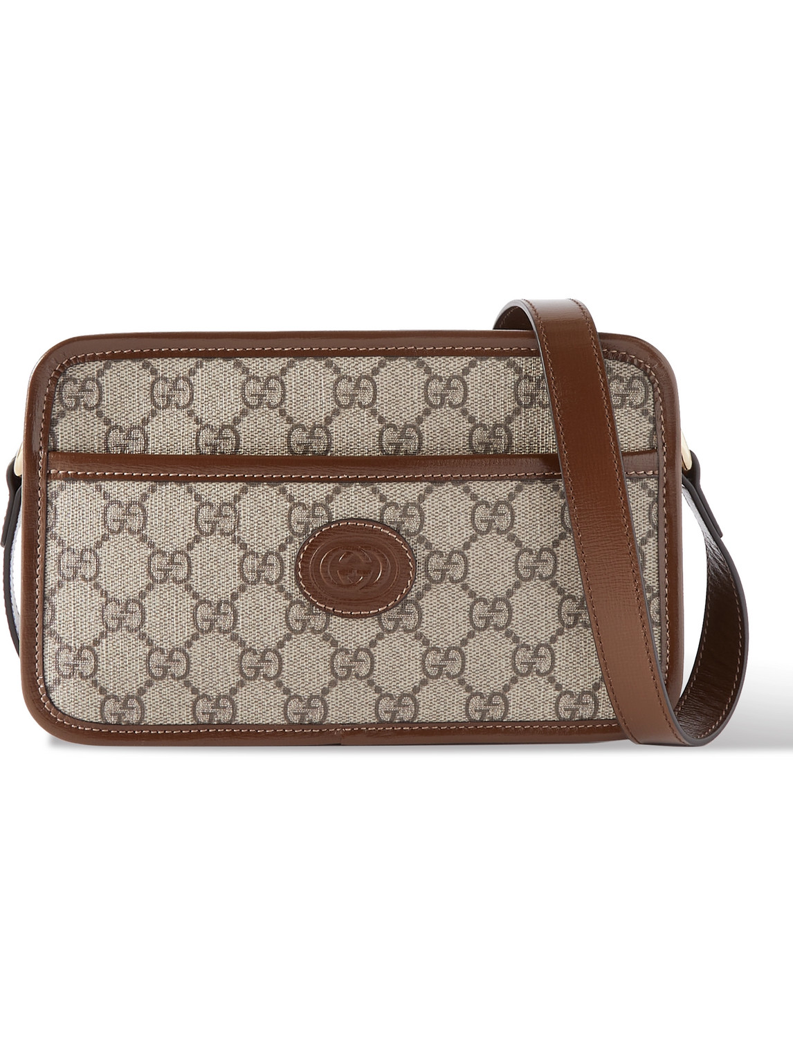 Gucci - Men - Ophidia Mini Leather-trimmed Monogrammed Coated-canvas Messenger Bag Gray