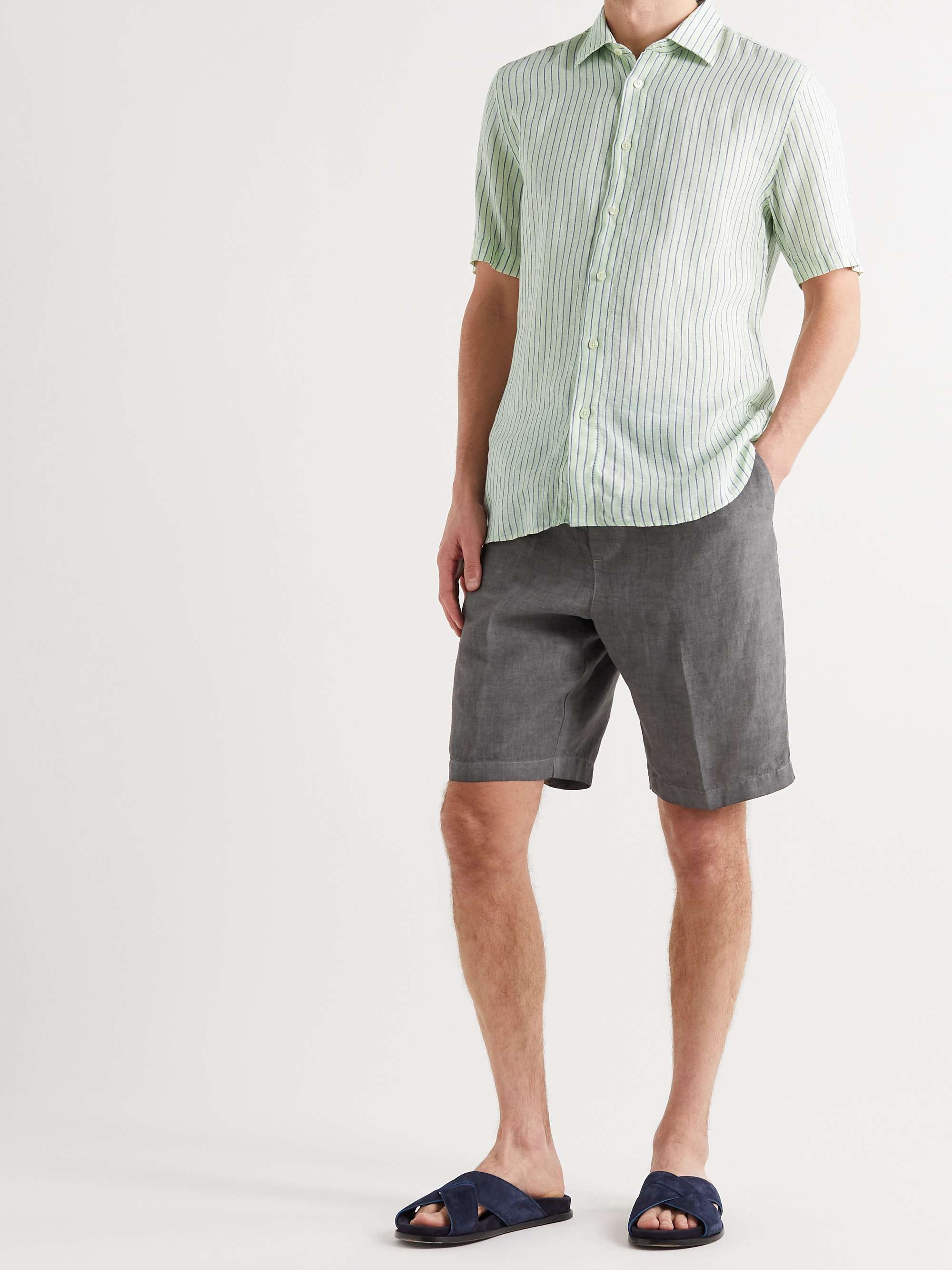 120% LINO Striped Linen-Gauze Shirt | MR PORTER