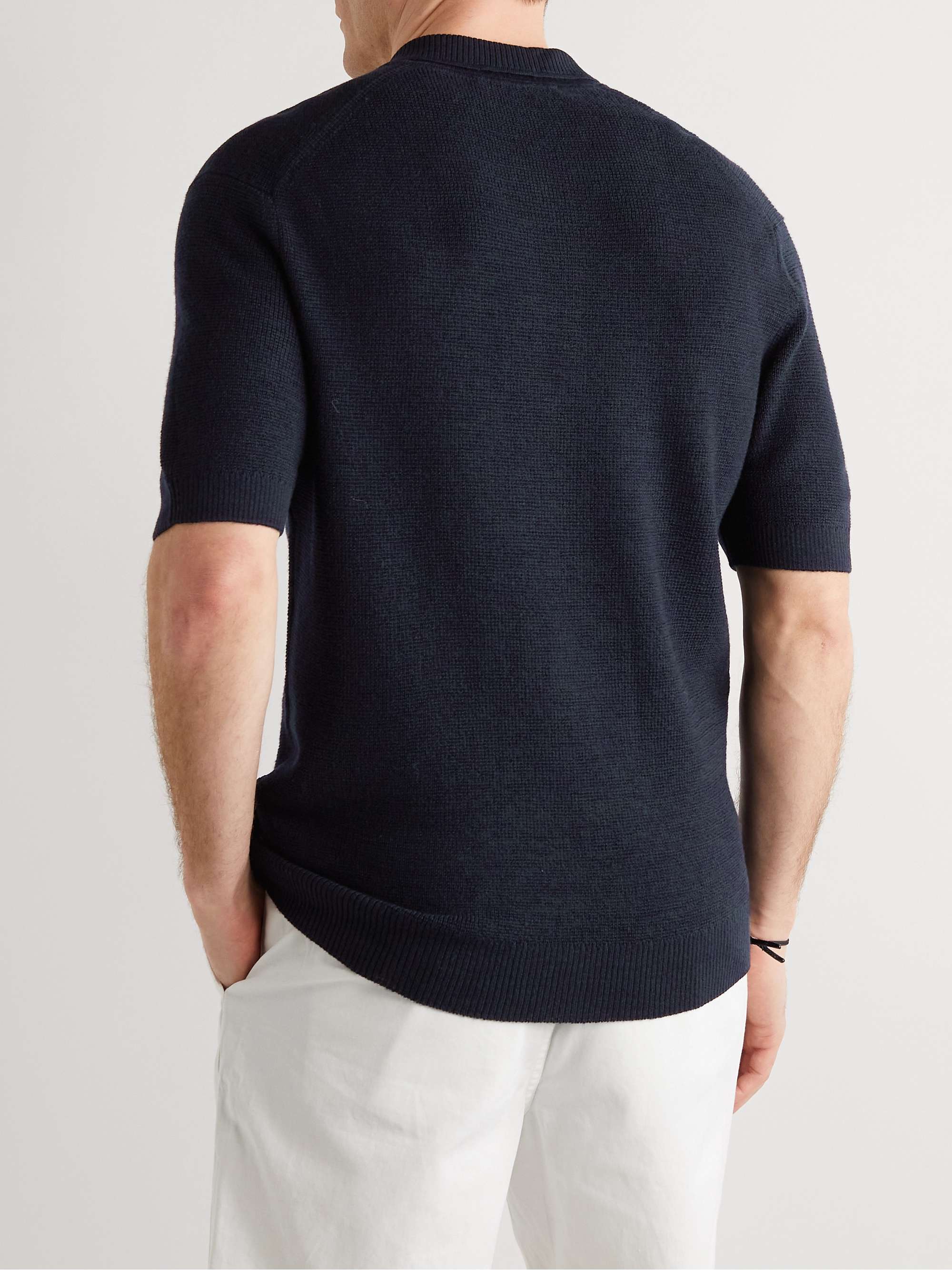 ORLEBAR BROWN Ersa Waffle-Knit Merino Wool Half-Zip Polo Shirt