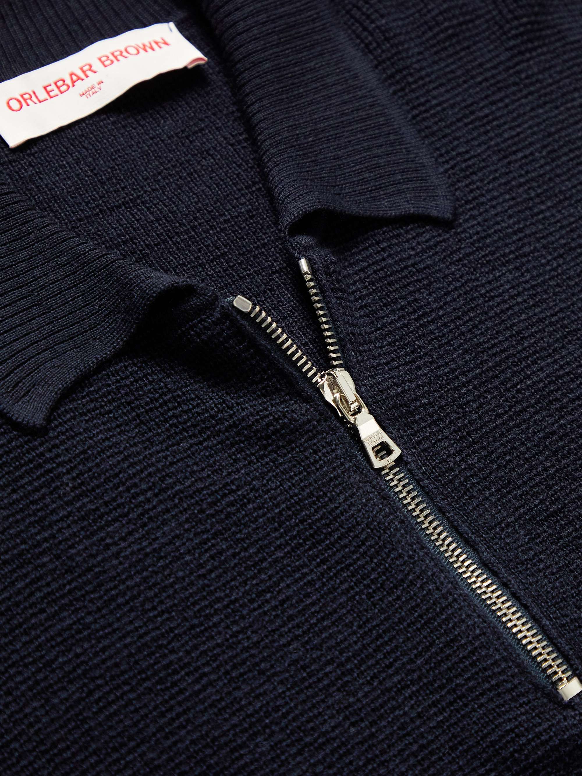 ORLEBAR BROWN Ersa Waffle-Knit Merino Wool Half-Zip Polo Shirt