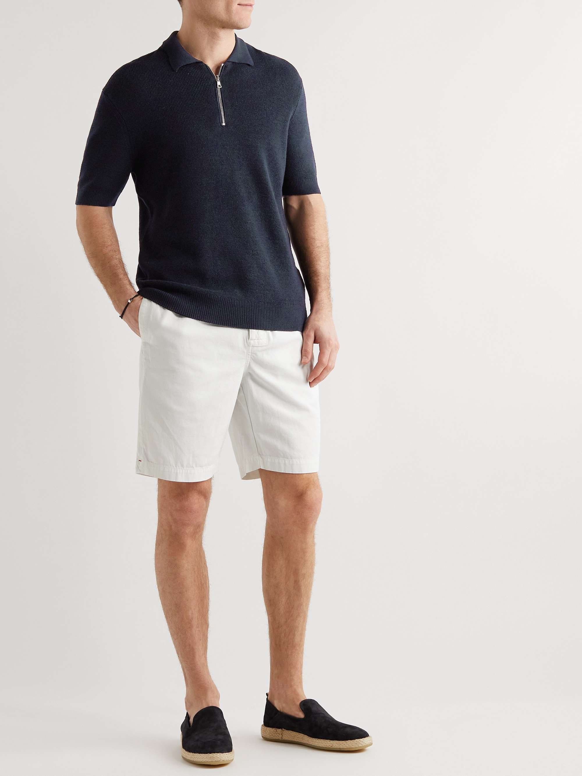 ORLEBAR BROWN Ersa Waffle-Knit Merino Wool Half-Zip Polo Shirt