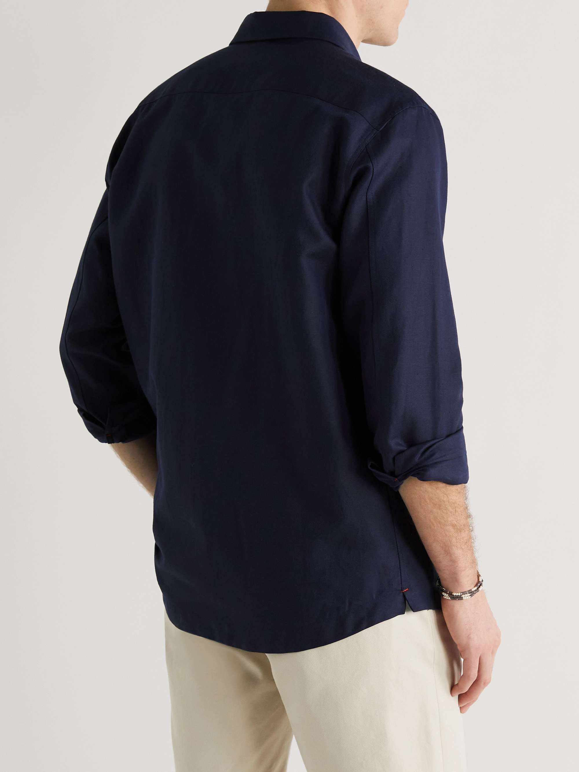 ORLEBAR BROWN Caspian Cotton and Linen-Blend Half-Placket Shirt