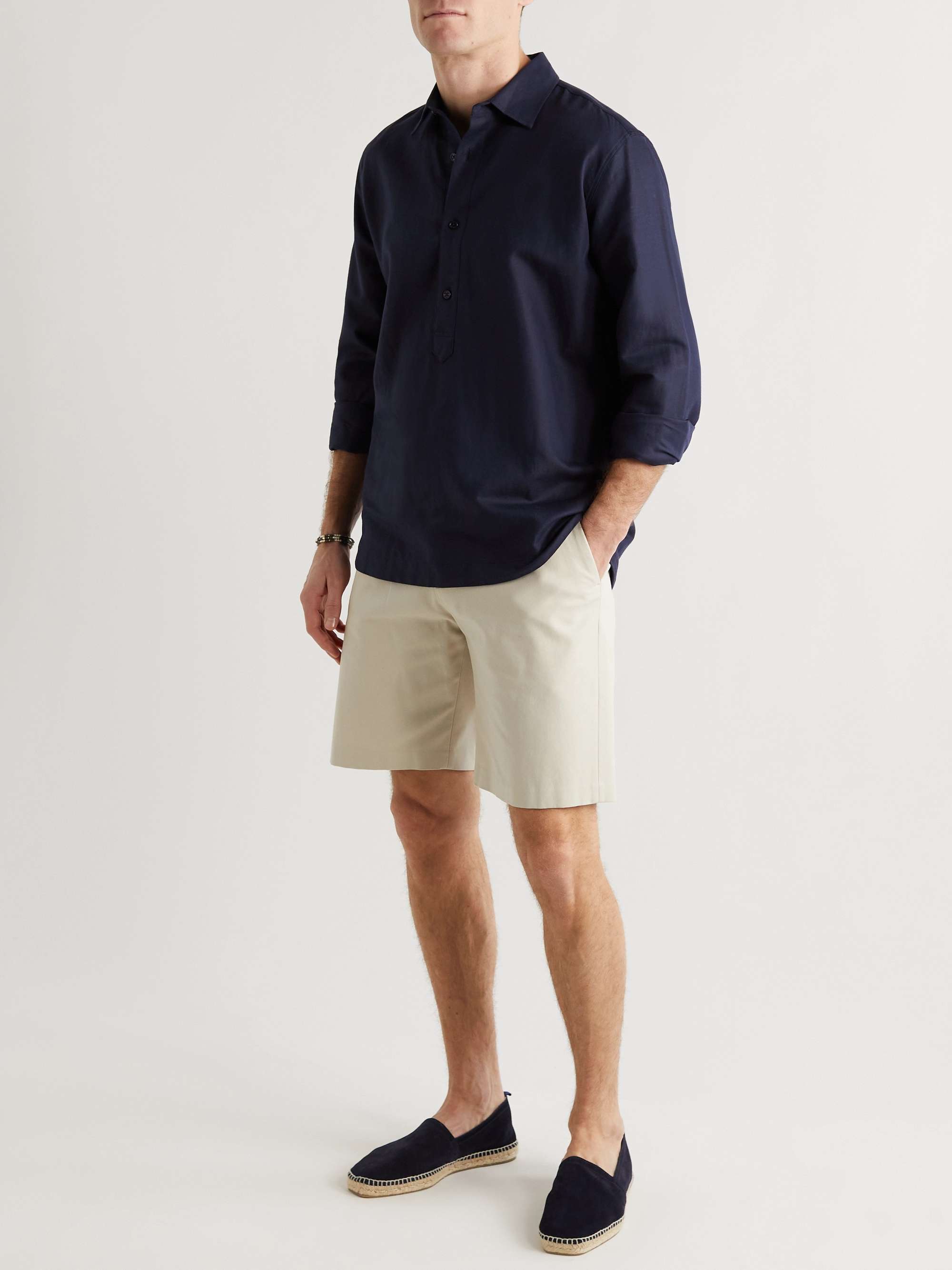 ORLEBAR BROWN Caspian Cotton and Linen-Blend Half-Placket Shirt