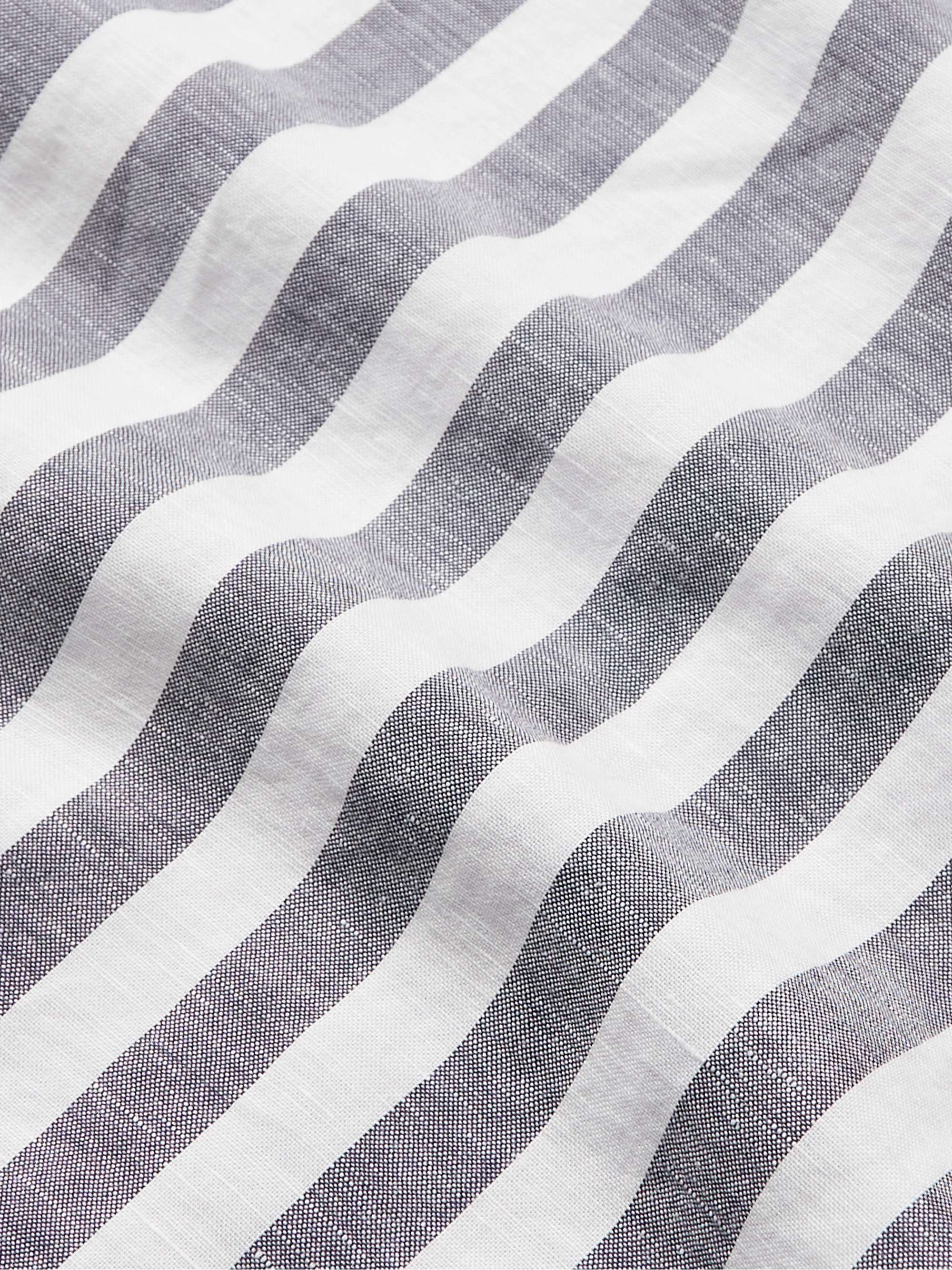ORLEBAR BROWN Hibbert Camp-Collar Striped Linen and Cotton-Blend Shirt
