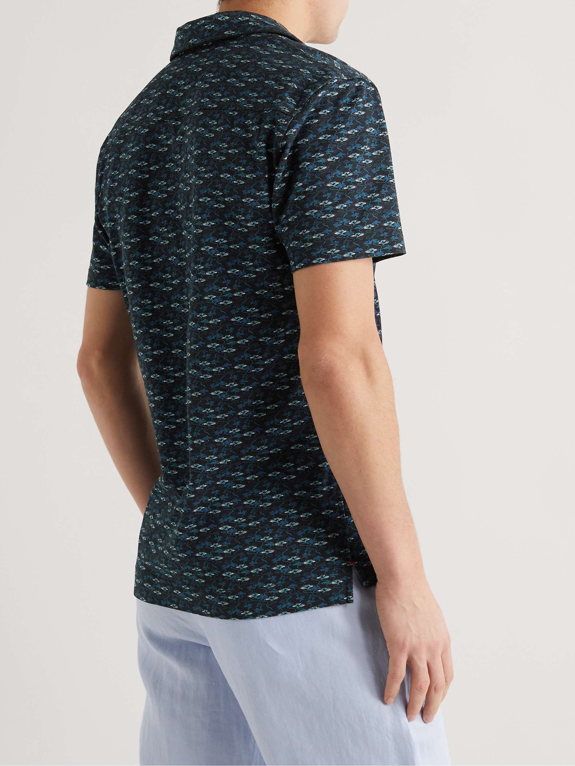 ORLEBAR BROWN Slim-Fit Camp-Collar Printed Cotton-Piqué Polo Shirt