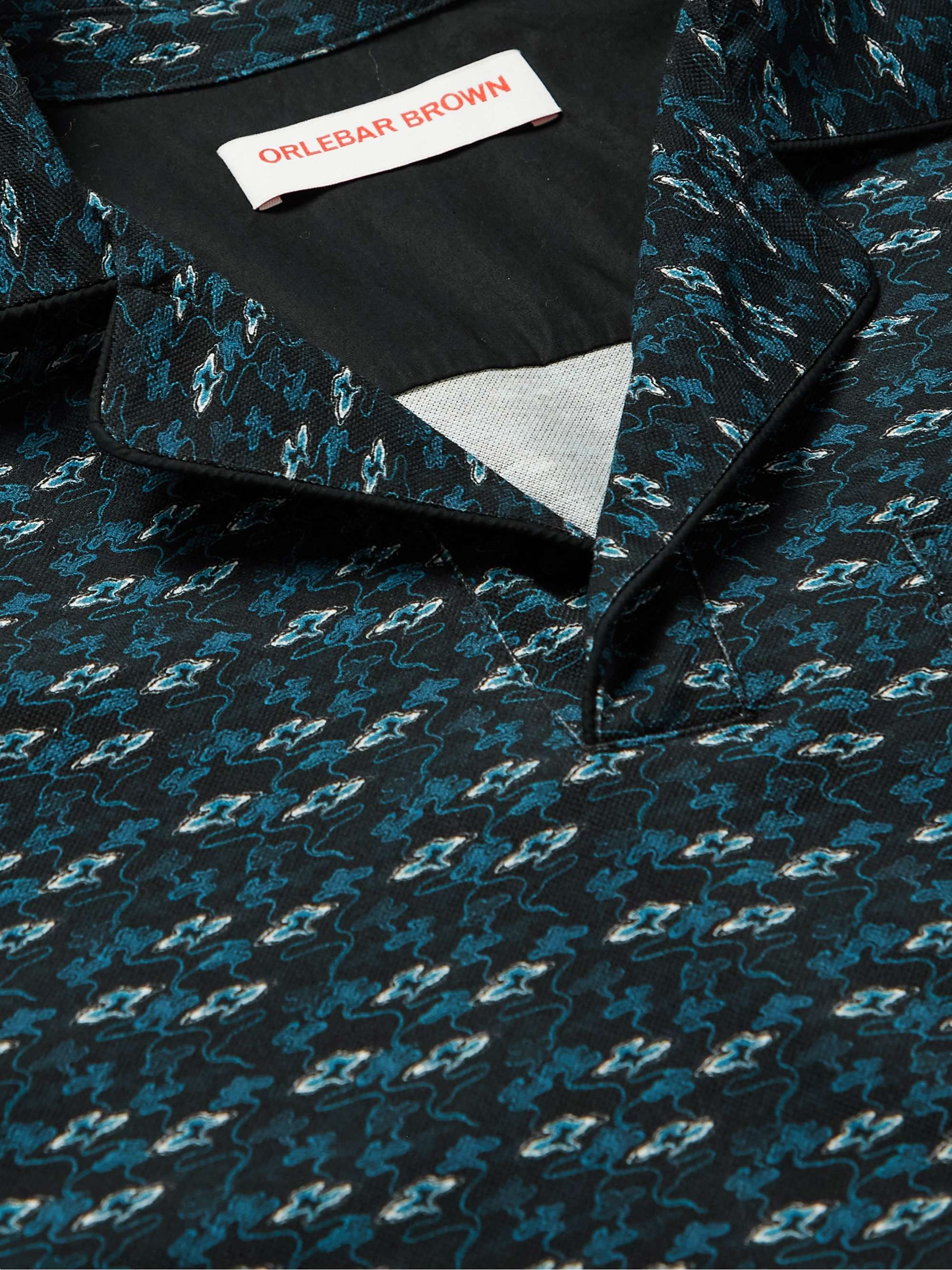 ORLEBAR BROWN Slim-Fit Camp-Collar Printed Cotton-Piqué Polo Shirt