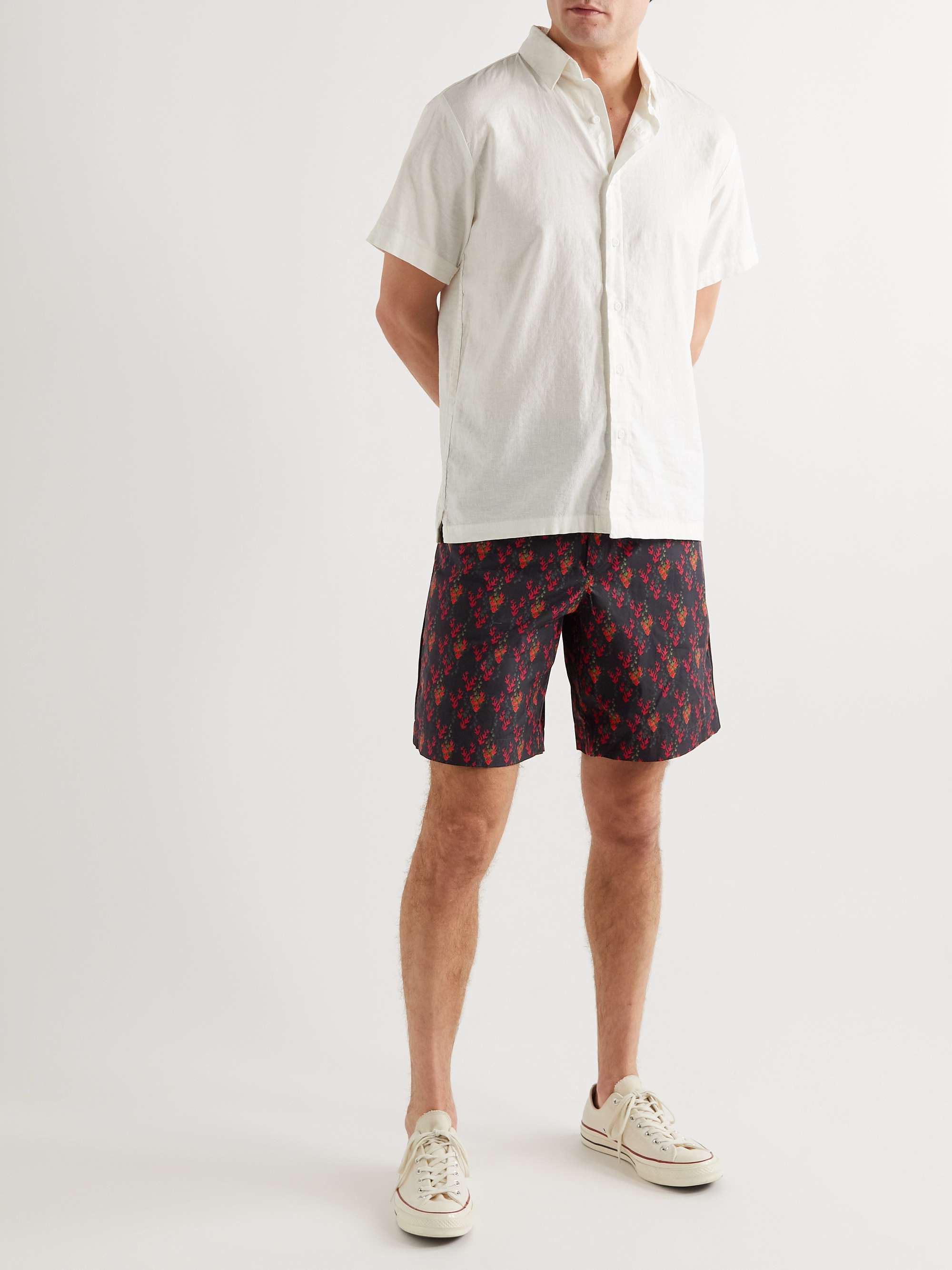ORLEBAR BROWN Devlin Straight-Leg Printed Cotton-Poplin Drawstring Shorts