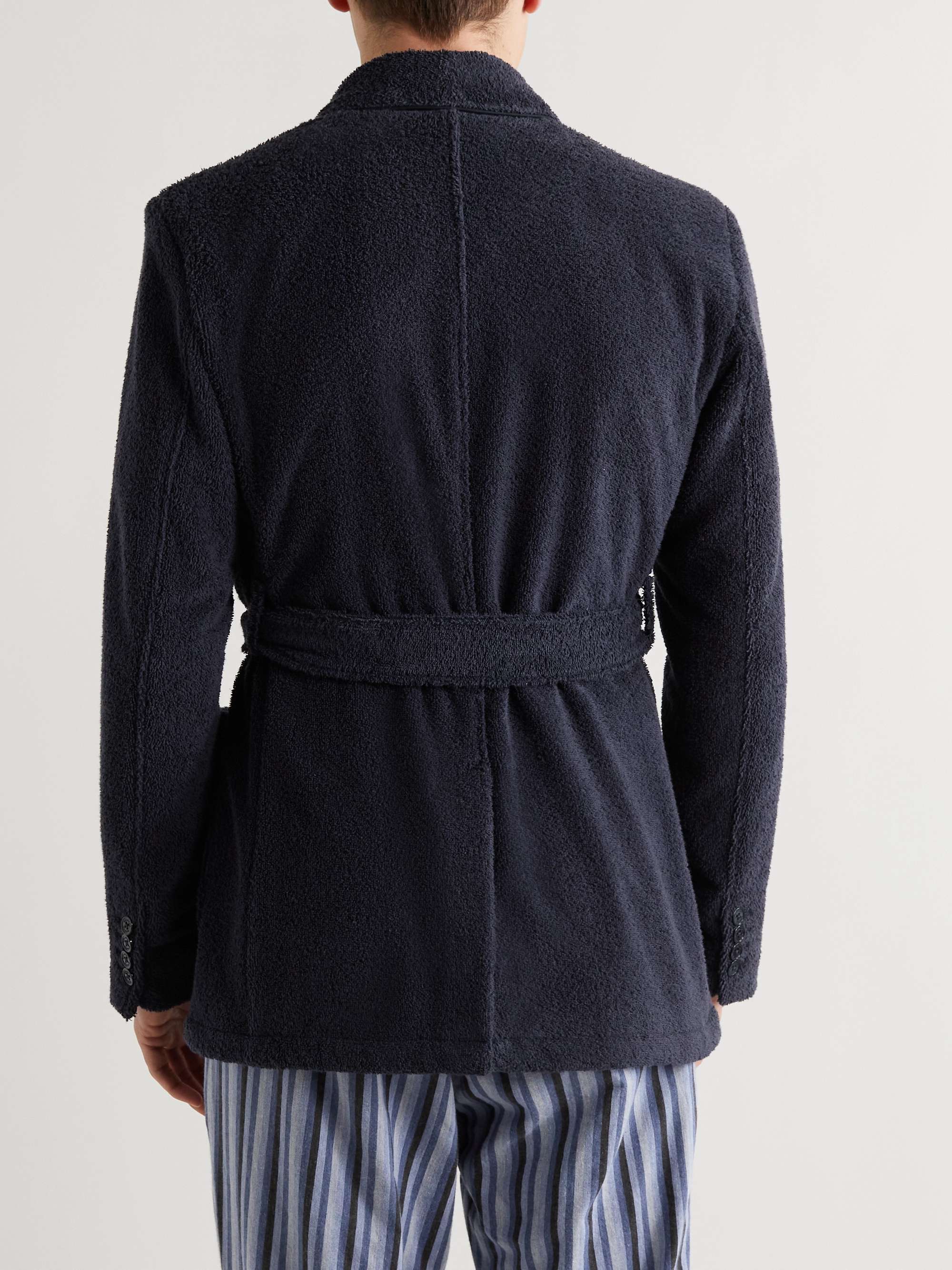 ORLEBAR BROWN Darvill Shawl-Collar Belted Cotton-Terry Cardigan