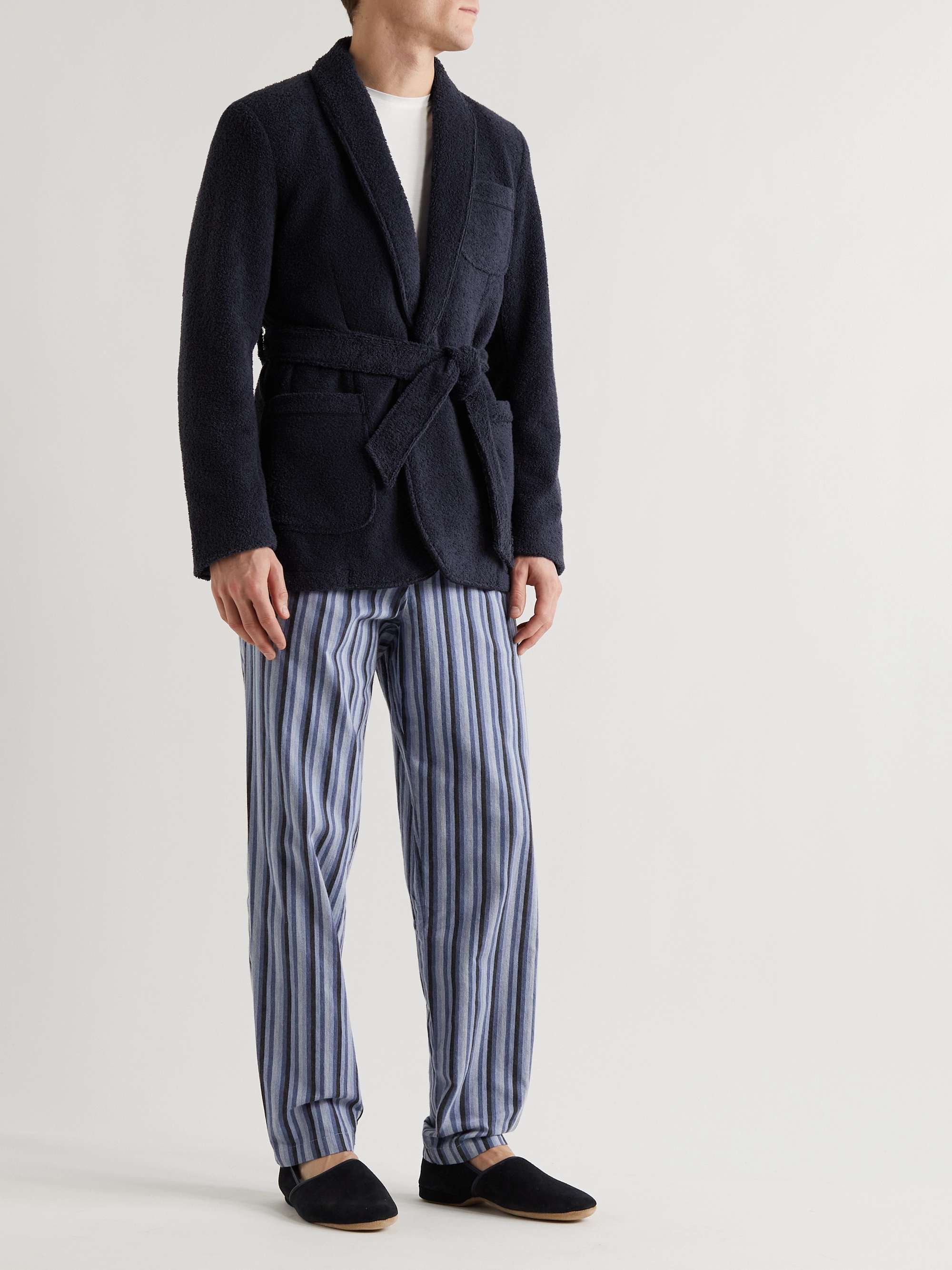 ORLEBAR BROWN Darvill Shawl-Collar Belted Cotton-Terry Cardigan