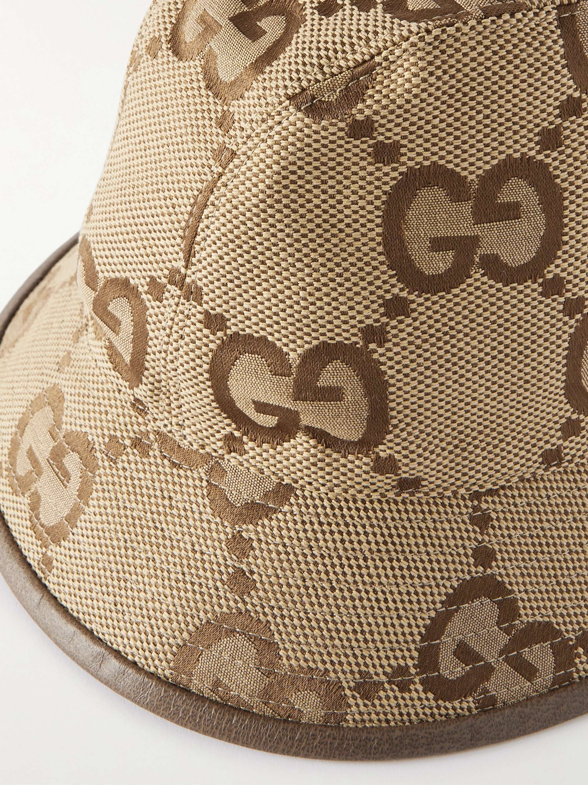 GUCCI Leather-trimmed cotton-blend jacquard bucket hat