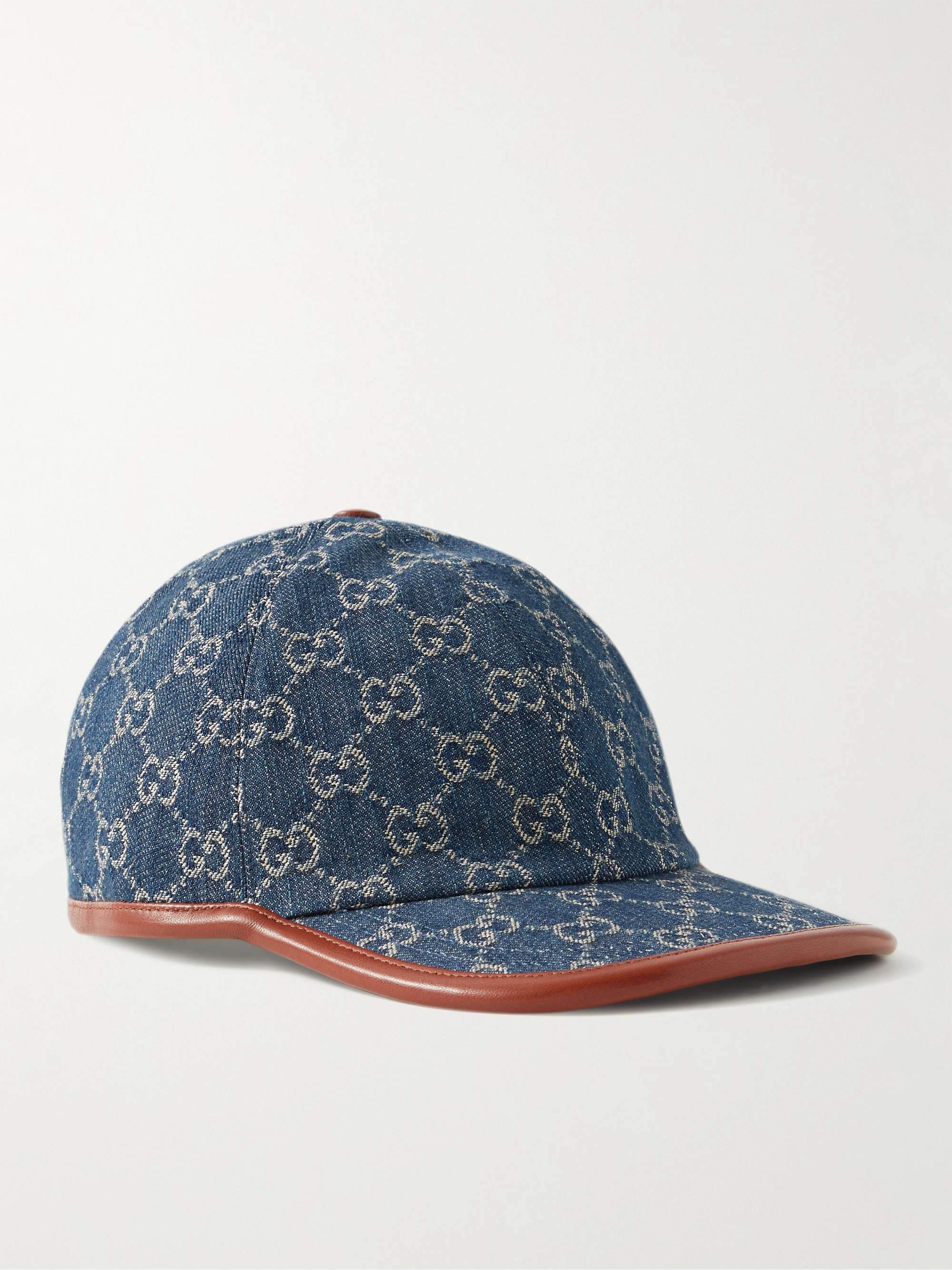 GUCCI Leather-Trimmed Logo-Jacquard Denim Baseball Cap | MR PORTER GUCCI Leather-Trimmed Logo-Jacquard Denim Baseball Cap | MR PORTER