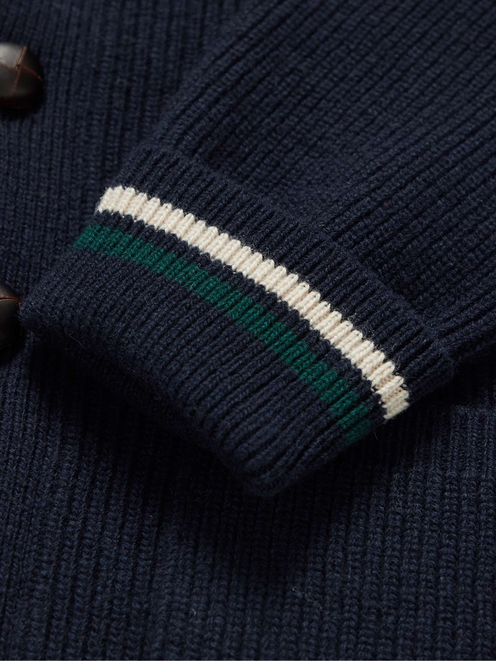 KINGSMAN Stripe-Trimmed Wool Cardigan