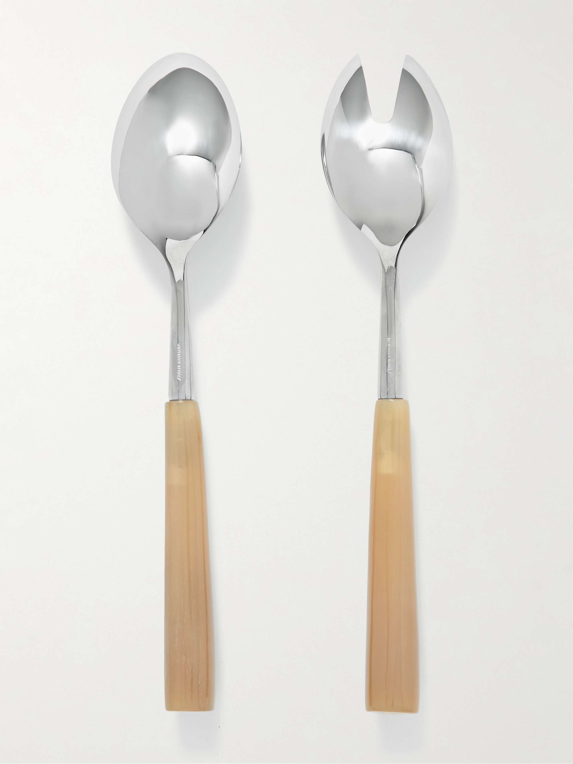 BRUNELLO CUCINELLI Set of Two Silver and Horn Serving Spoons