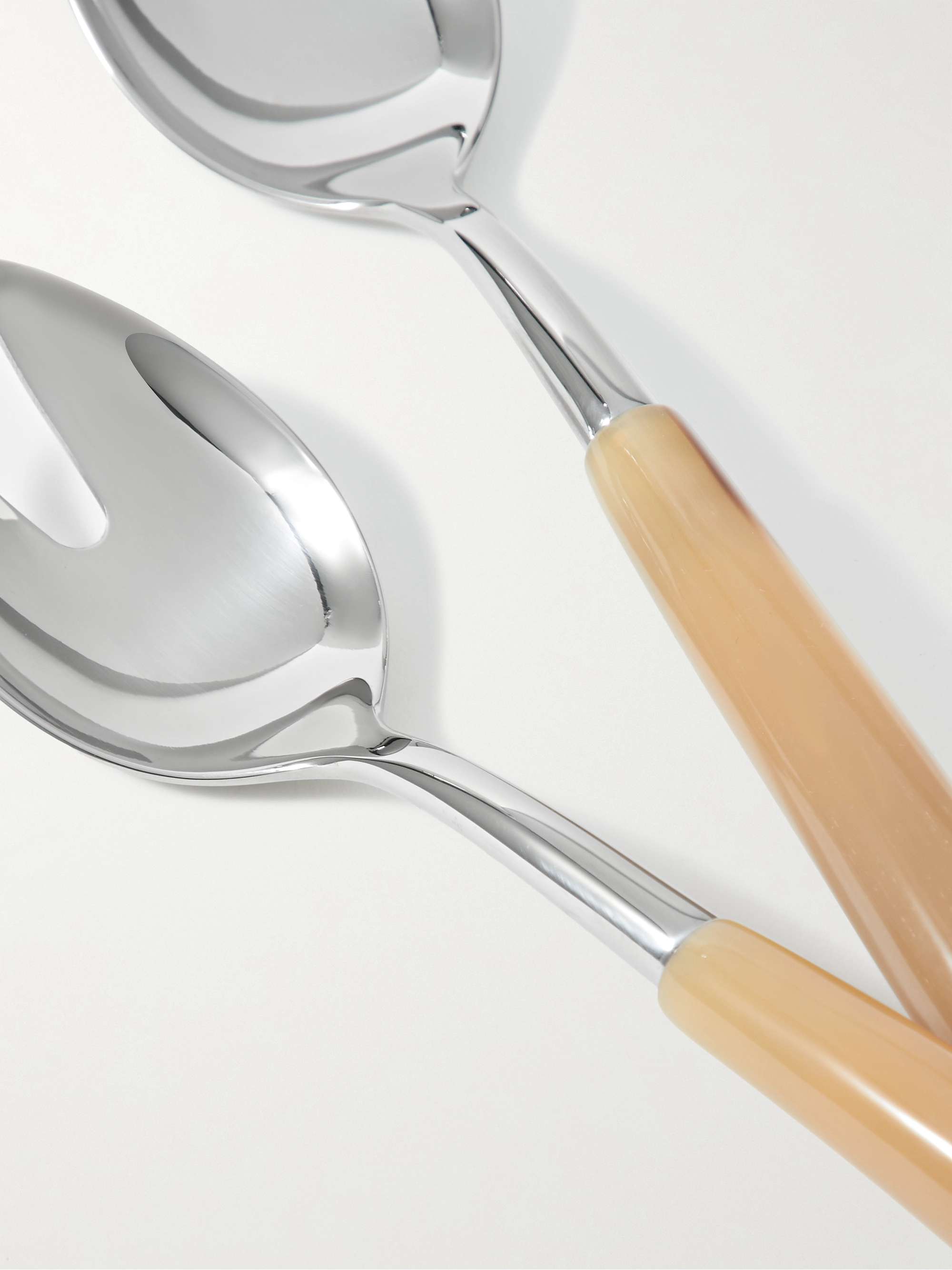 BRUNELLO CUCINELLI Set of Two Silver and Horn Serving Spoons