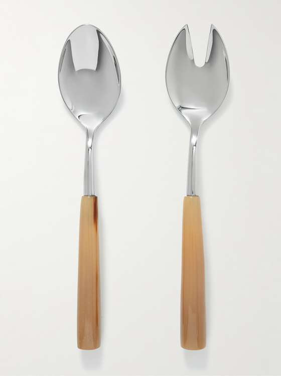 mrporter.com | Set of Two Silver and Horn Serving Spoons