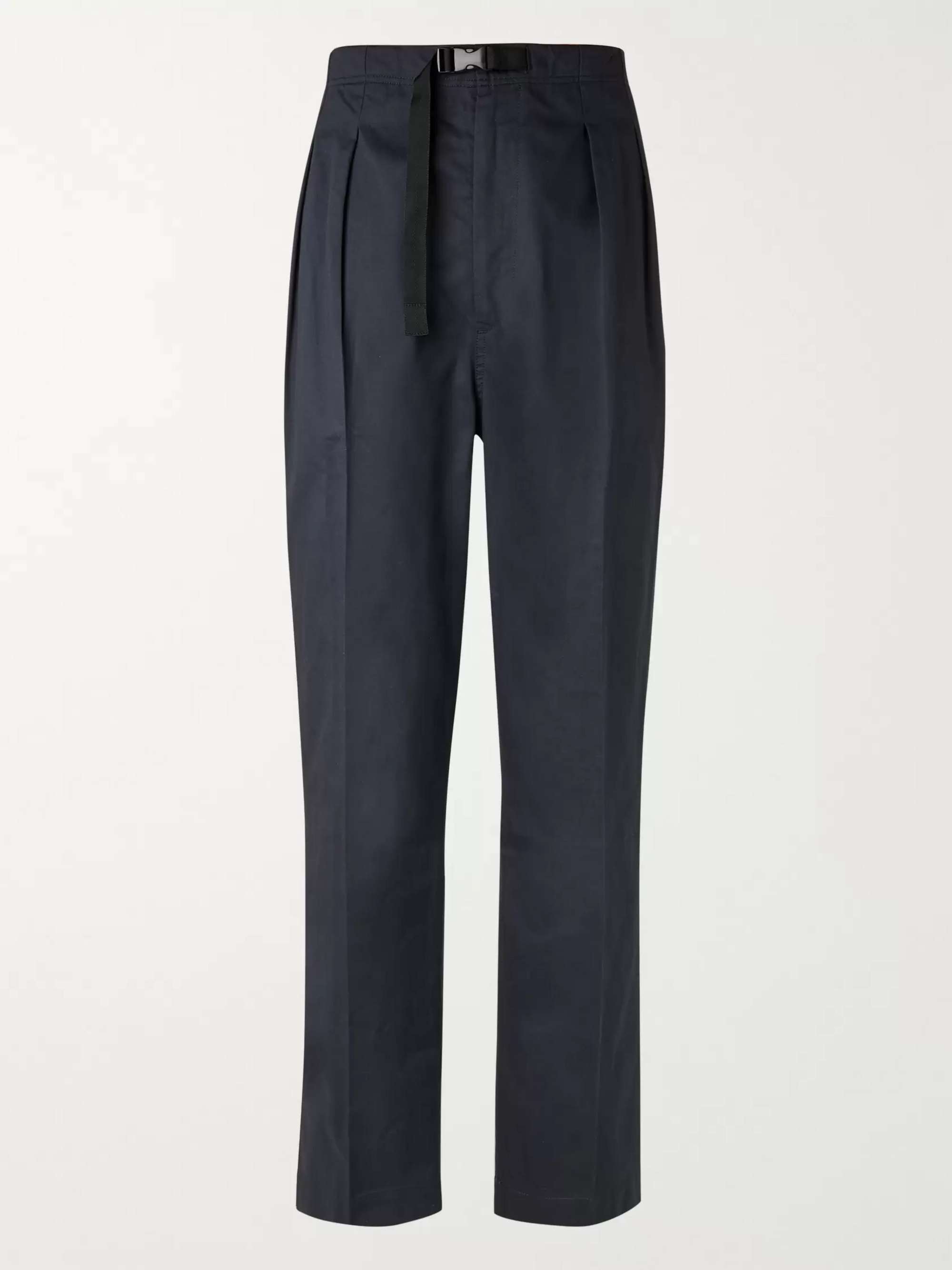 CHIMALA Tapered Belted Pleated Cotton-Poplin Trousers