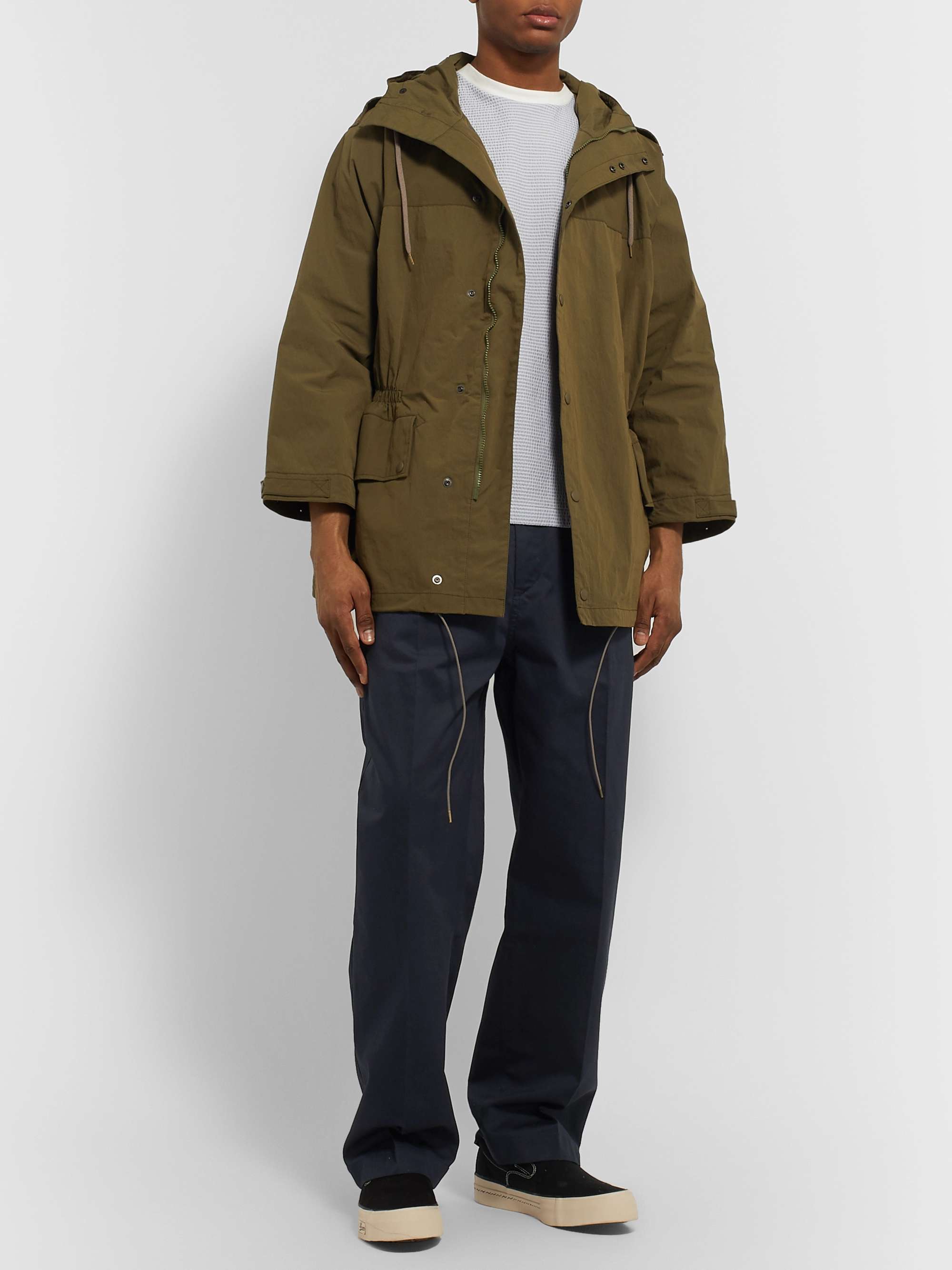 CHIMALA Tapered Belted Pleated Cotton-Poplin Trousers