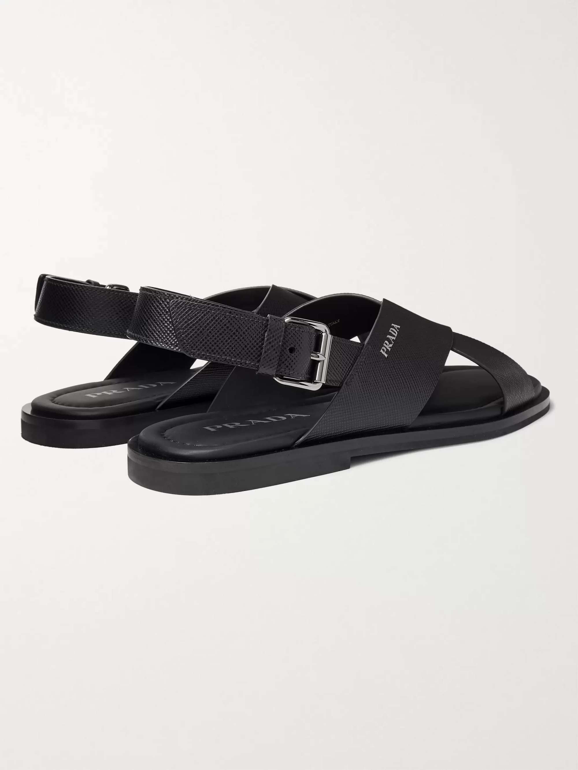 PRADA Logo-Detailed Saffiano Leather Sandals