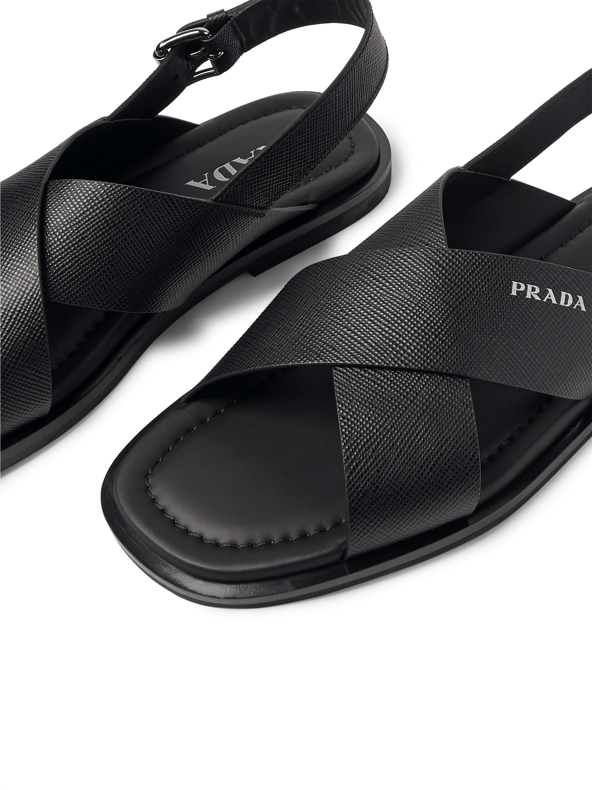 PRADA Logo-Detailed Saffiano Leather Sandals