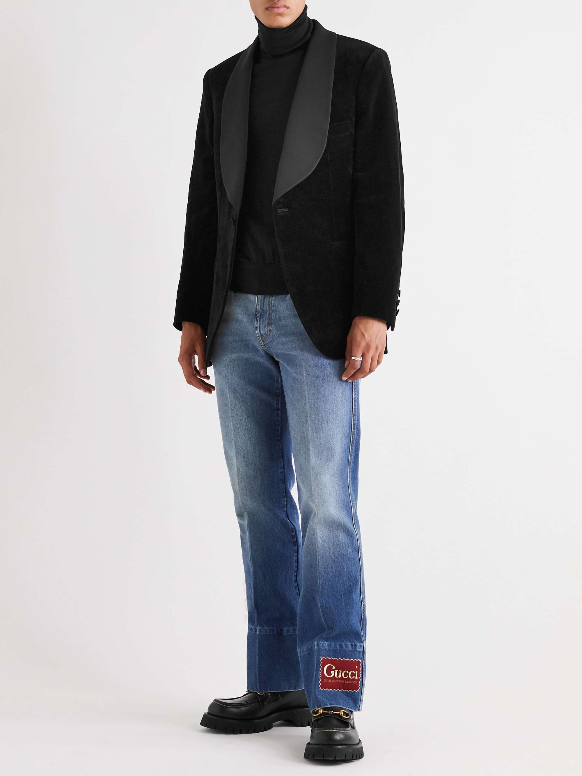 GUCCI Faille-Trimmed Cotton and Linen-Blend Velvet Tuxedo Jacket for ...