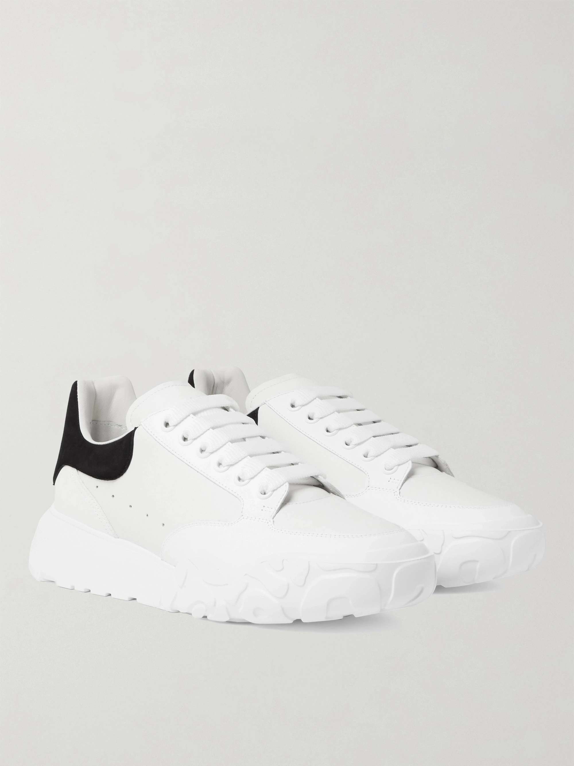 ALEXANDER MCQUEEN Exaggerated-Sole Suede-Trimmed Leather Sneakers
