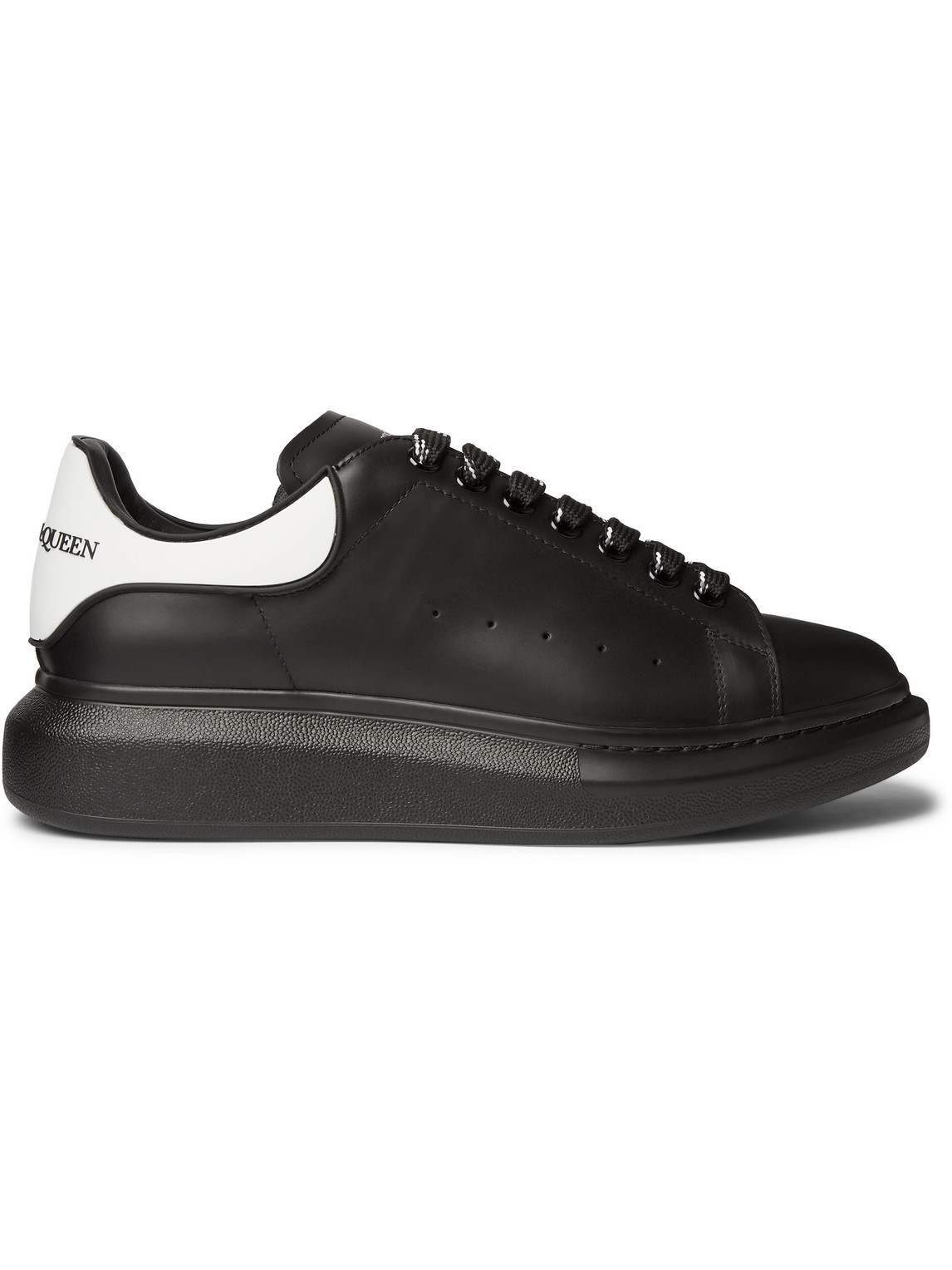 Alexander Mcqueen Exaggerated-sole Rubber-trimmed Leather Sneakers In Black