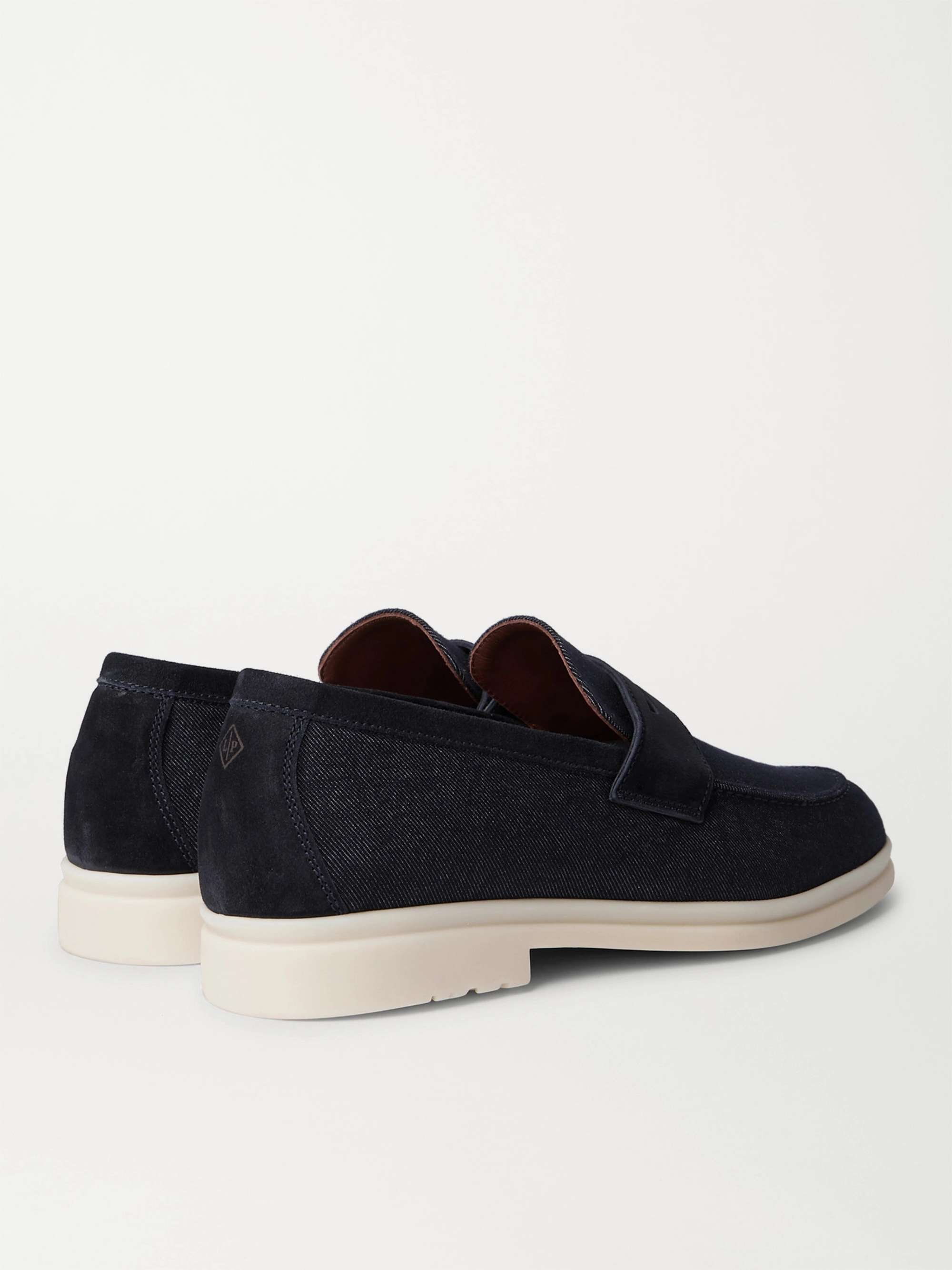 LORO PIANA Summer City Walk Suede-Trimmed Wool-Blend Denim Loafers