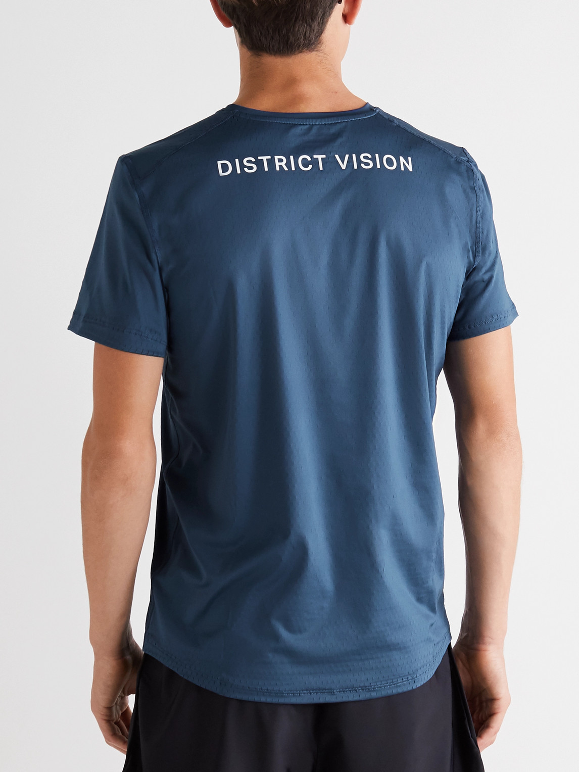 Shop District Vision Slim-fit Air-wear Stretch-mesh T-shirt In Blue